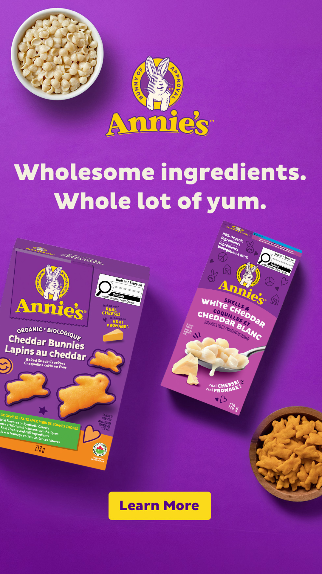 Annie's Homegrown Facebook ad: Wholesome with 100% yummy