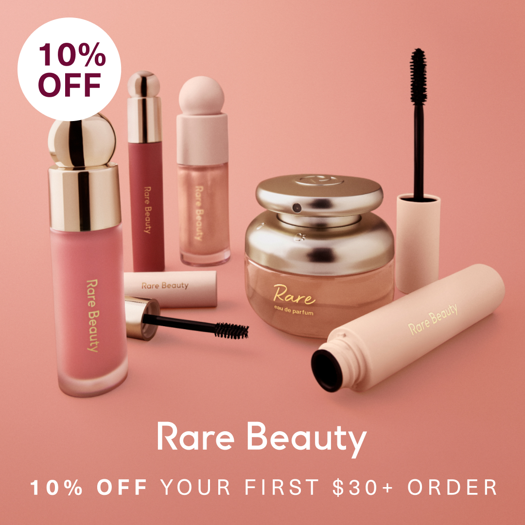 Rare Beauty Facebook ad: 10% Off Your First Order Over $30