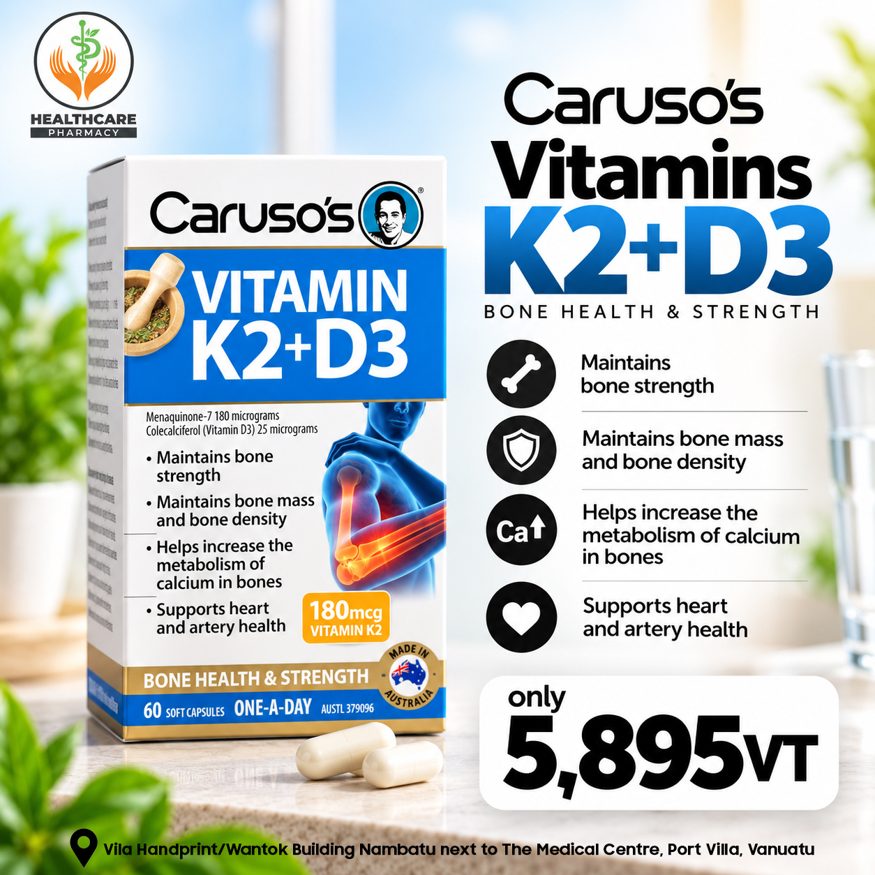 Healthcare Pharmacy Facebook ad: Support your everyday bone health with 𝗖𝗔𝗥𝗨𝗦𝗢’𝗦…