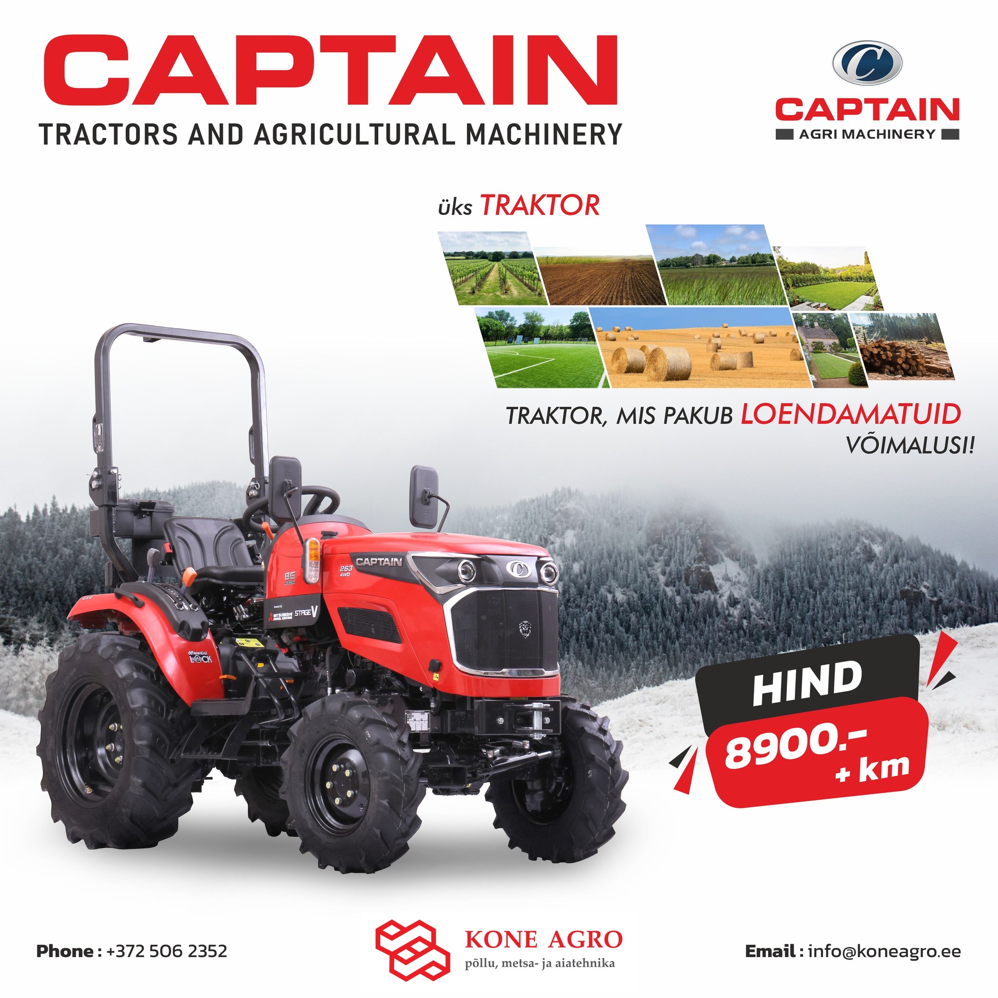 KONE AGRO Facebook ad: ÄRA MAGA MAHA KAMPAANIA PAKKUMINE CAPTAIN 263 -le.