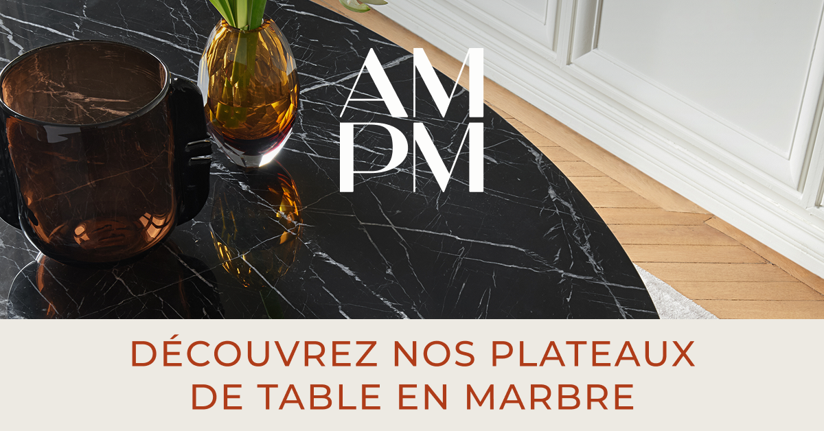 AM.PM. Facebook ad: Découvrez nos plateaux en marbre