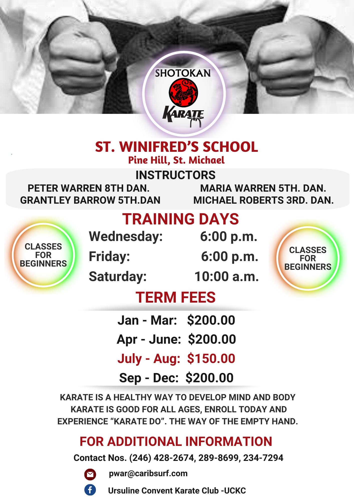 Ursuline Convent Karate Club -UCKC Facebook ad