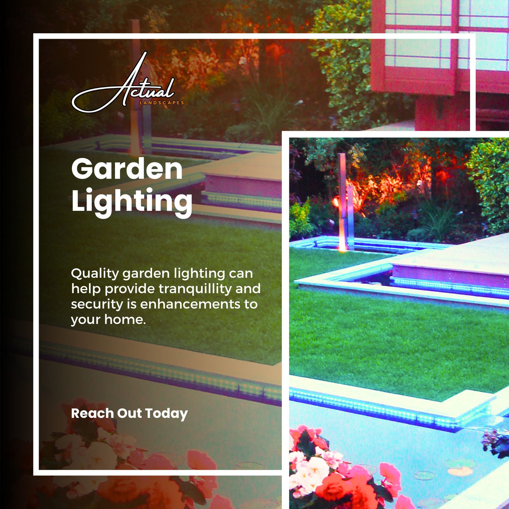 Actual Landscapes Facebook ad: Chat about Garden Lighting with Actual Landscapes
