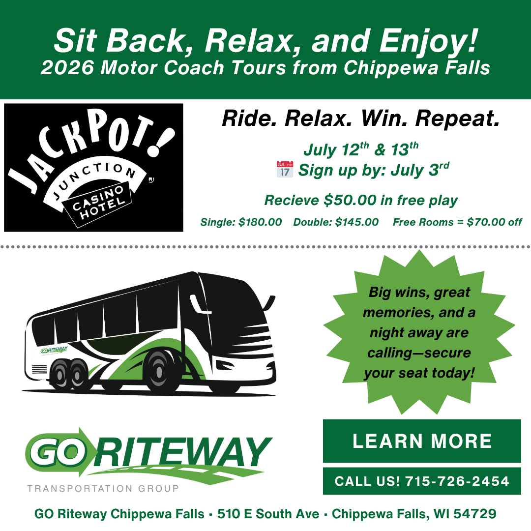 GO Riteway Transportation Group - Chippewa Falls Facebook ad: Looking for a short getaway?