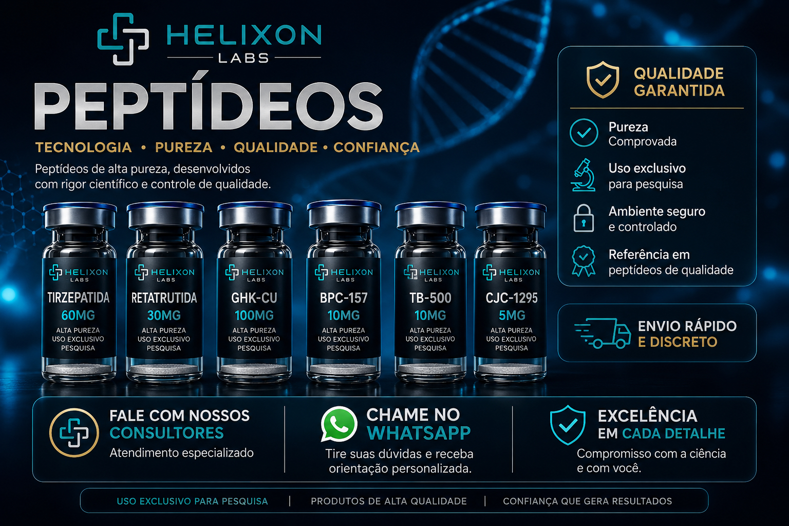 Helixon Labs Facebook ad: Peptídeos selecionados, controle de qualidade rigoroso e…