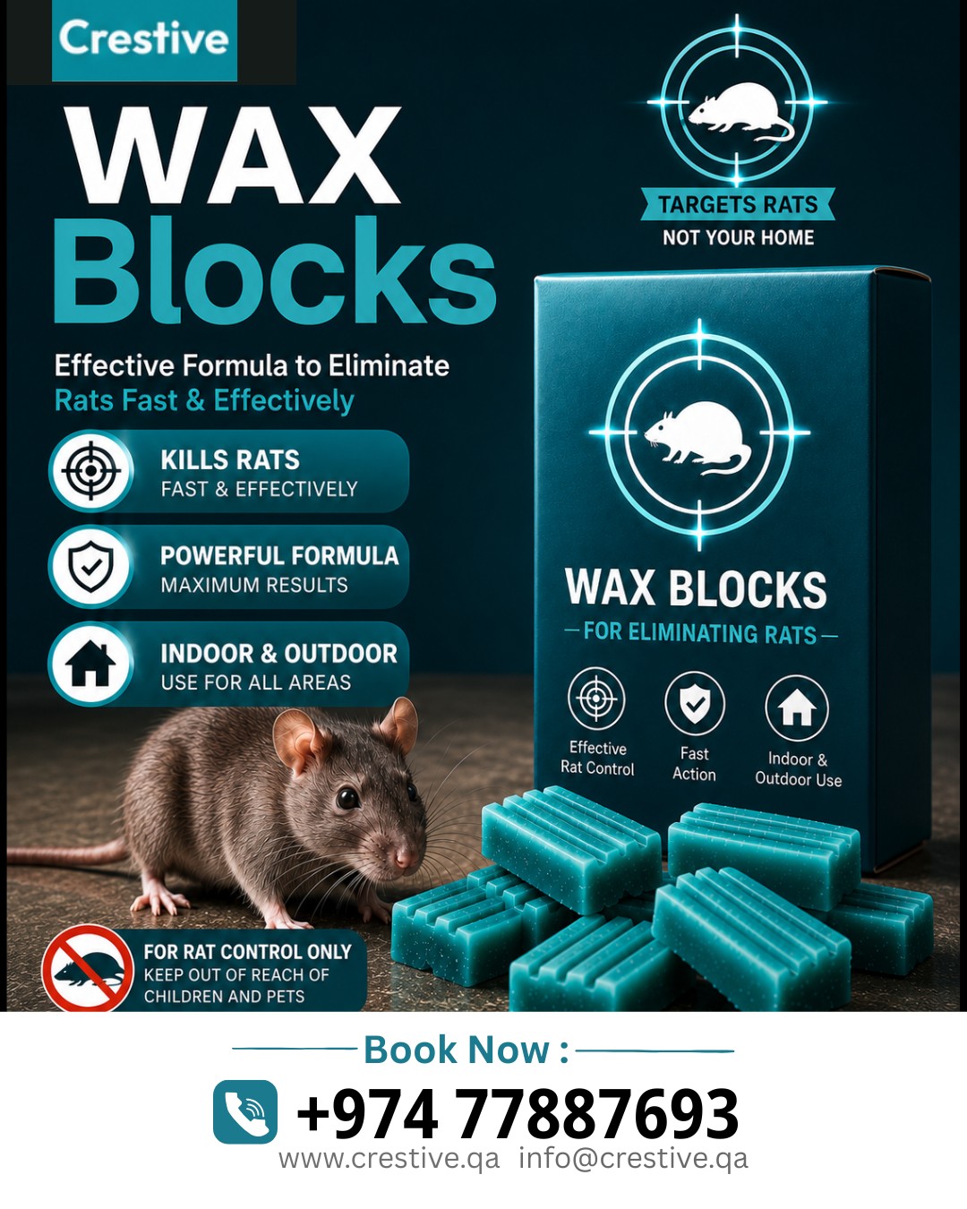 Crestive Cleaning Services Facebook ad: Rats invading your home or workplace?
