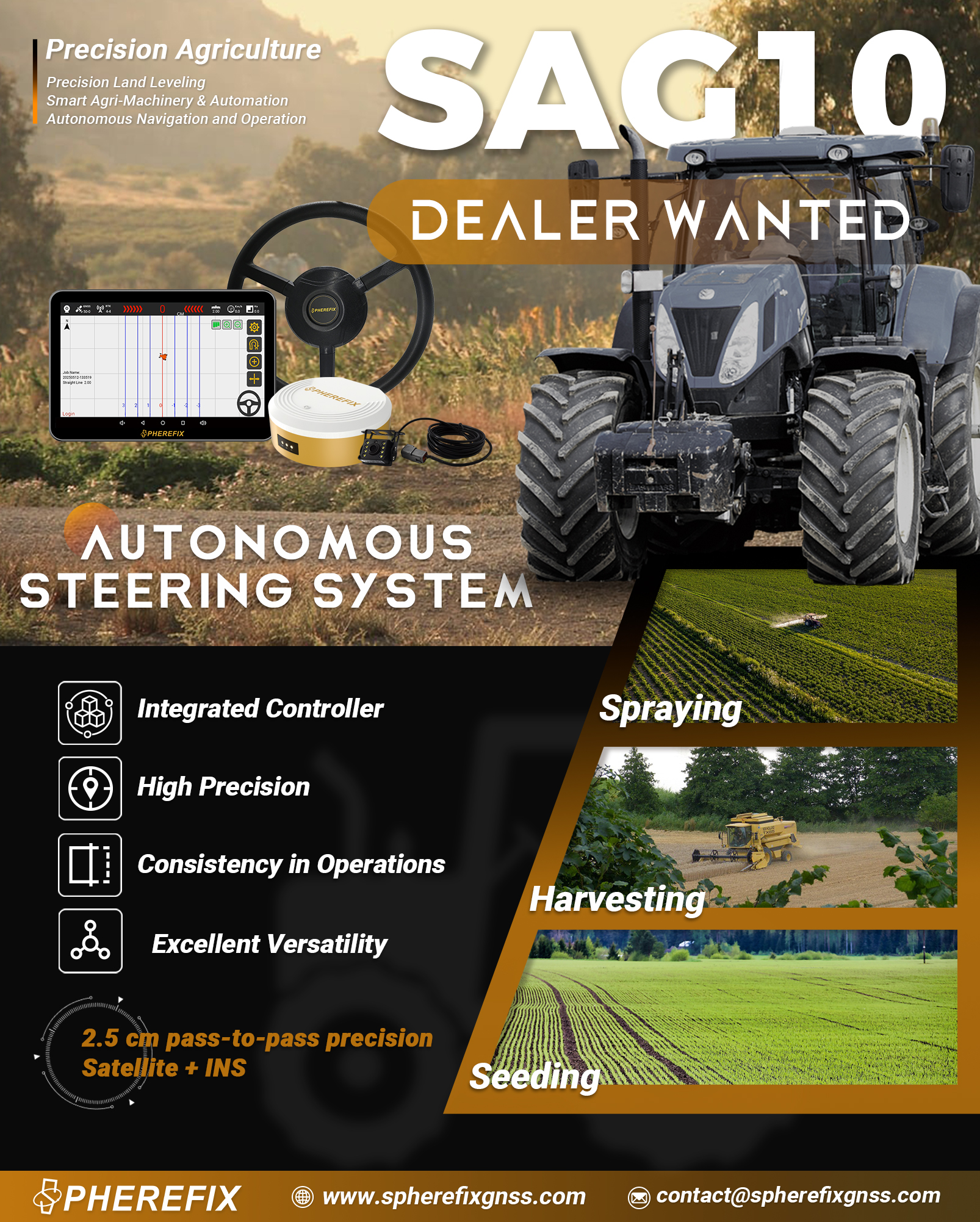 Spherefix Facebook ad: Smarter Farming Starts Here- SAG10 Autonomous Steering…