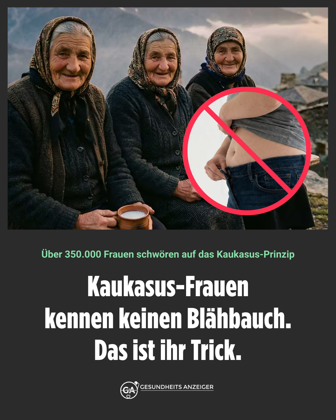 Gesundheitsanzeiger Facebook ad: Flacher Bauch bis ins hohe Alter: Das Kaukasus-Geheimnis