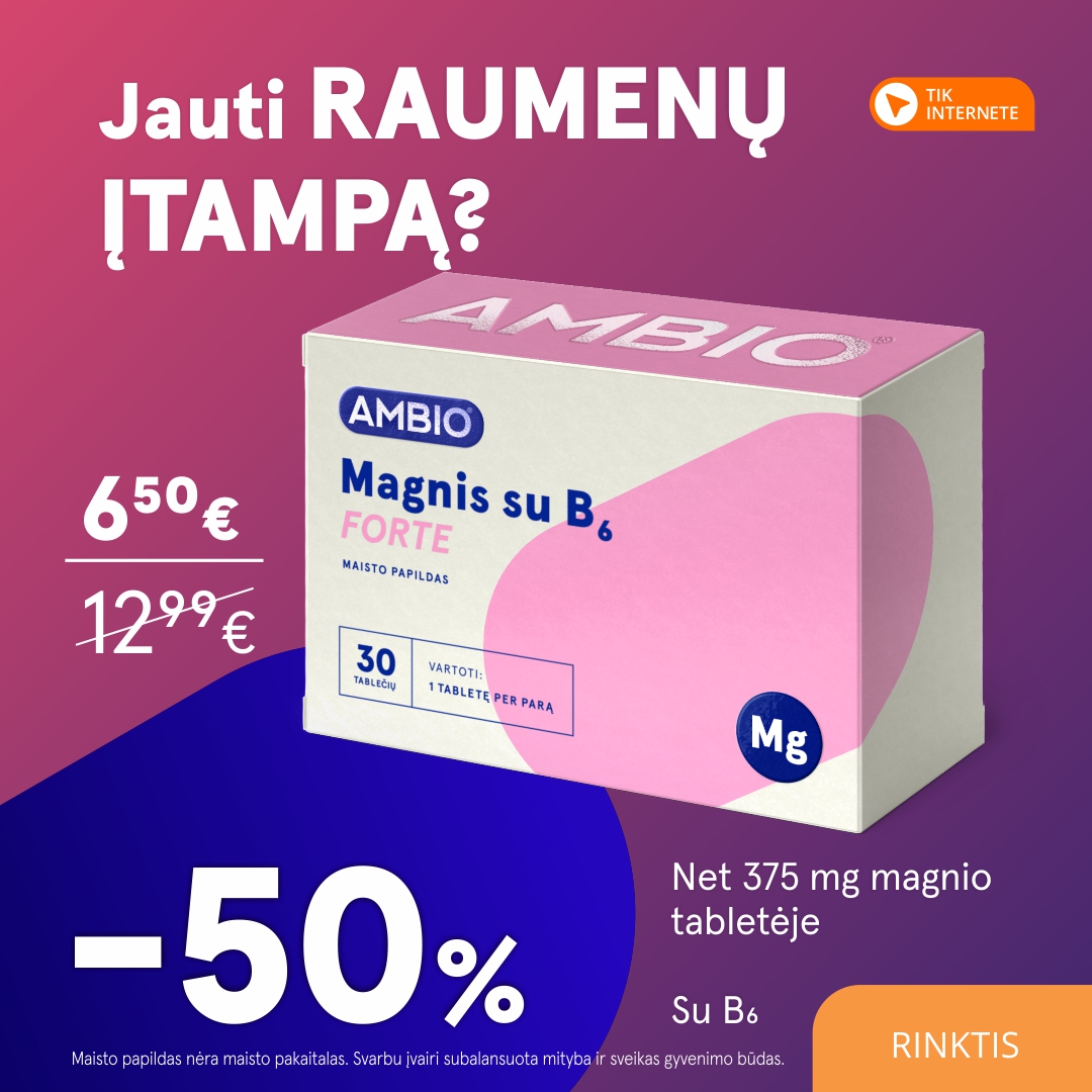 Gintarinė Vaistinė Facebook ad: 375 mg magnio tabletėje