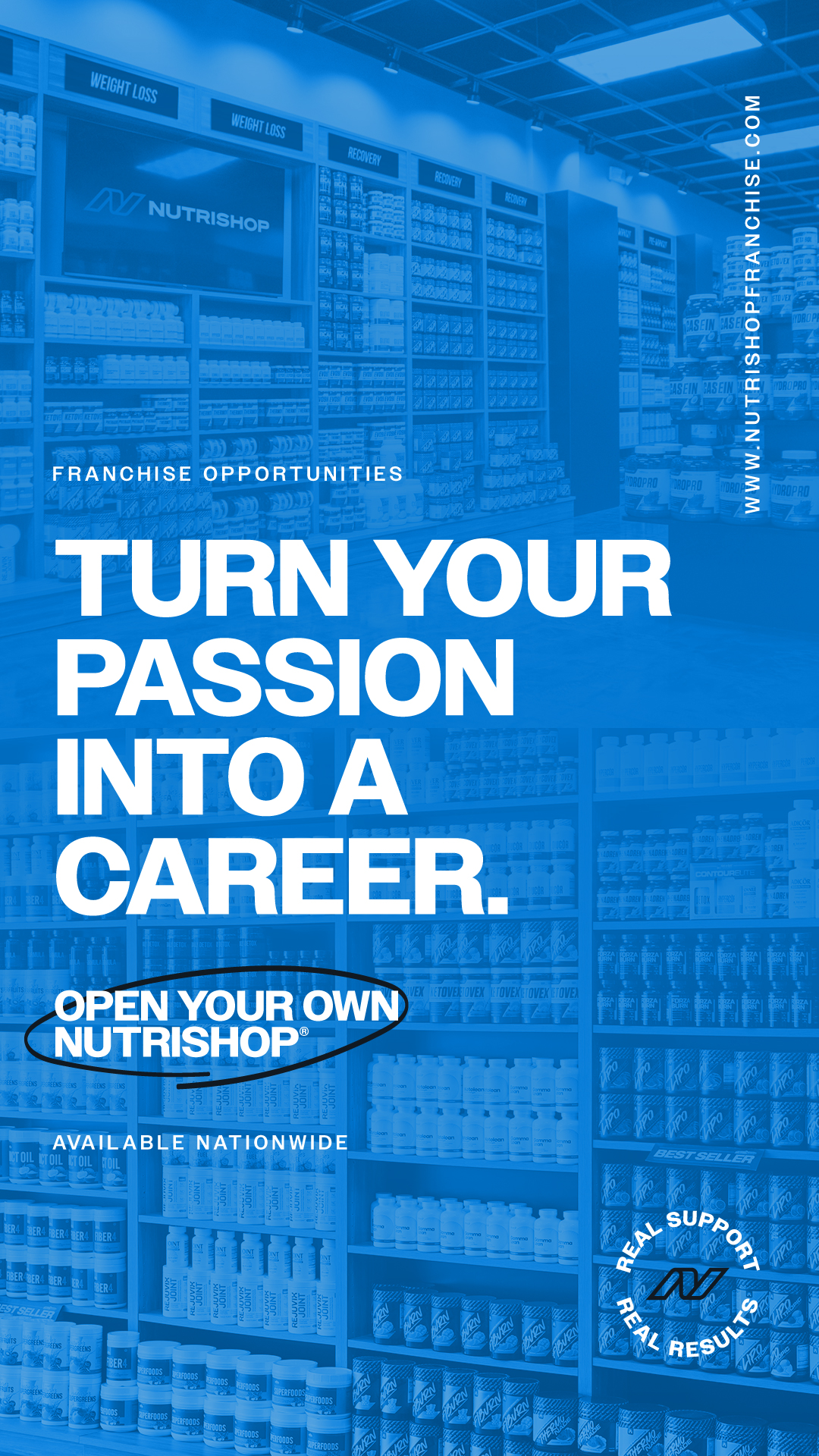 Nutrishop Facebook ad: Become A Franchise Owner Today