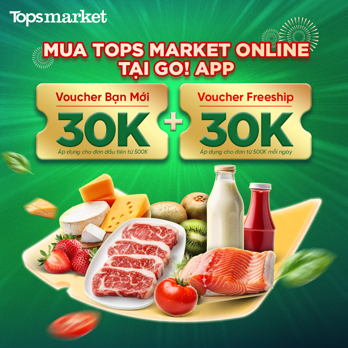 Tops Market Facebook ad: SĂN VOUCHER 30.000Đ