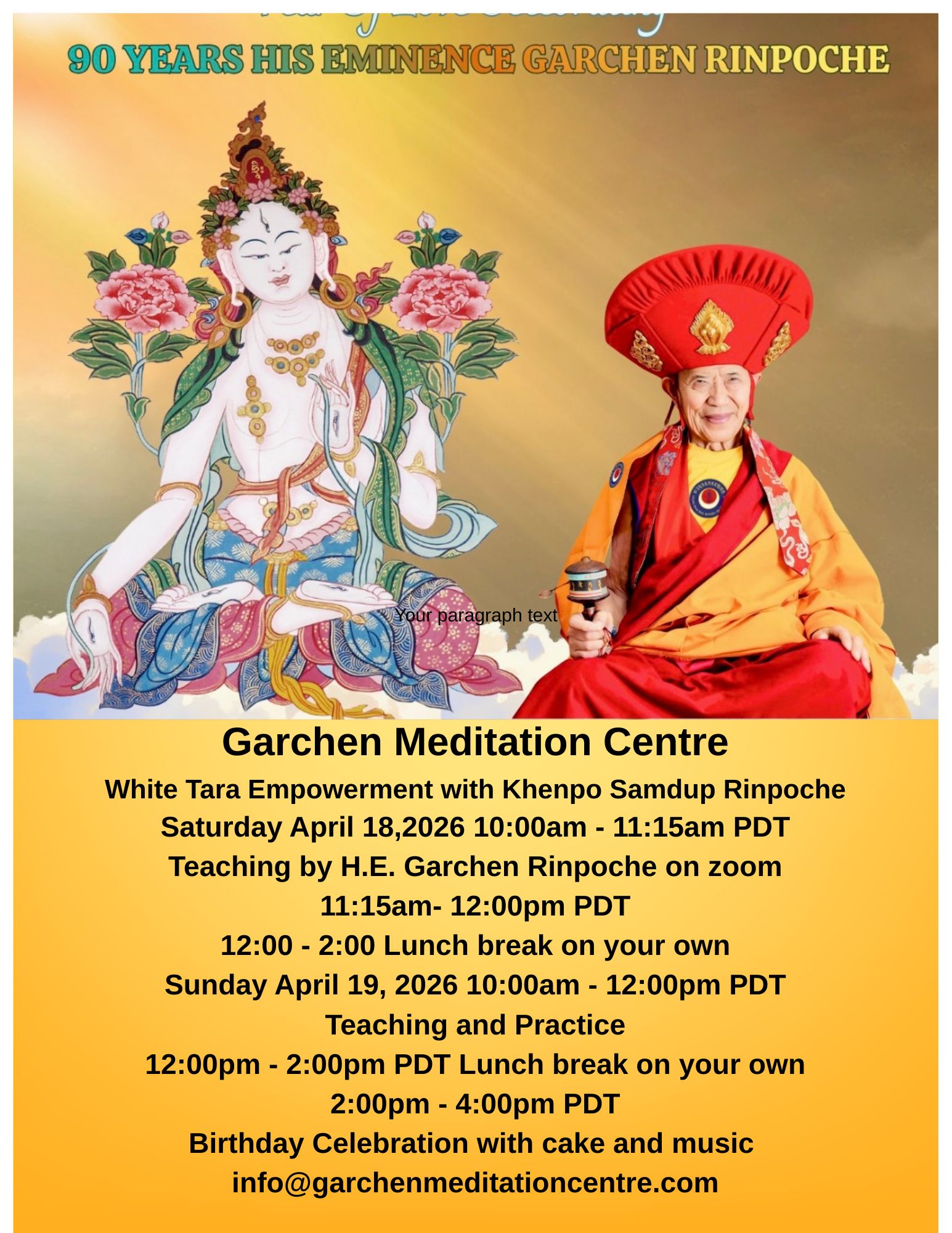 Garchen Meditation Centre Facebook ad: Garchen Rinpoche 90th Bday Celebration in Vancouver at…