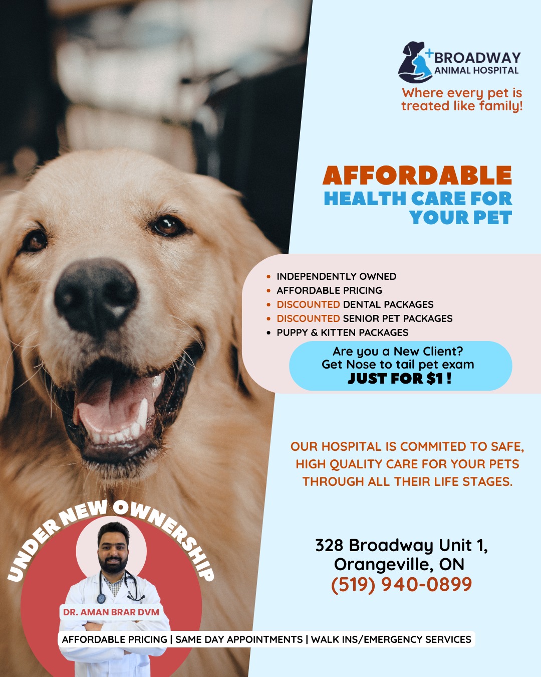 Broadway Animal Hospital Facebook ad: Looking for a veterinarian in Orangeville you can…