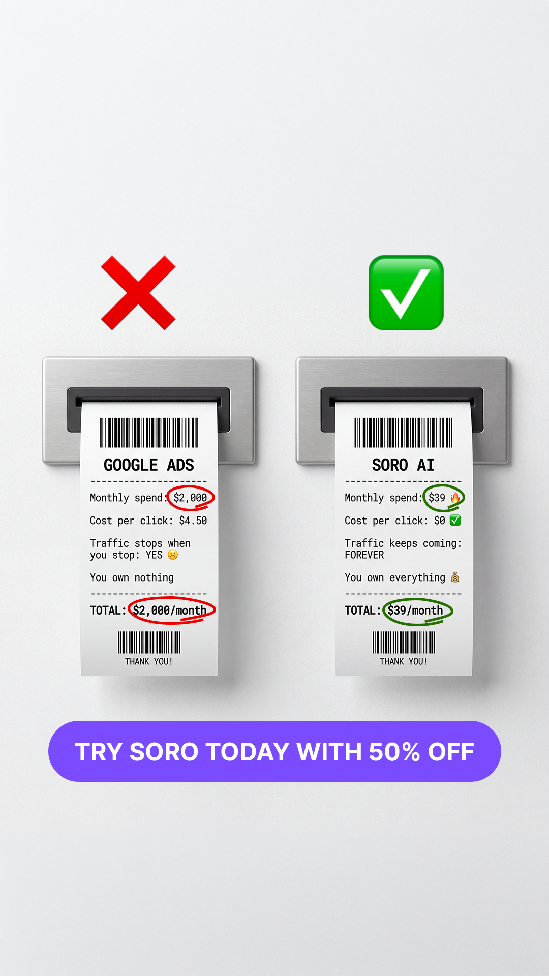 Soro SEO Facebook ad: Rank #1 on Google