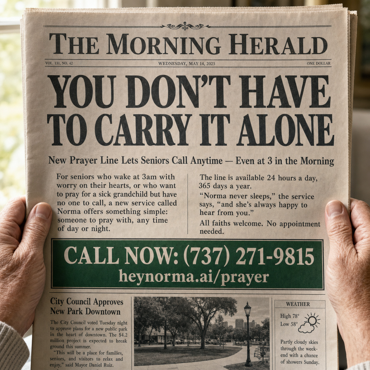 Norma Health Facebook ad: Call Norma now to pray.
