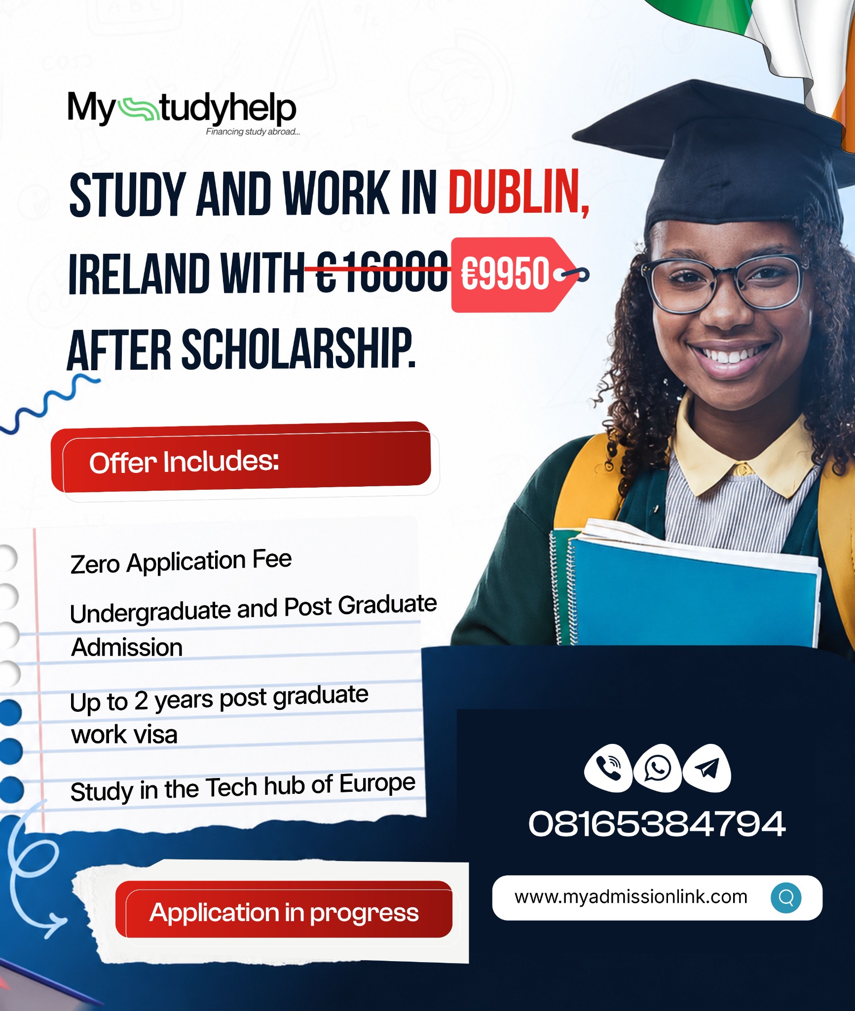 Mystudyhelp Facebook ad: Apply to study abroad with expert help and save cost.