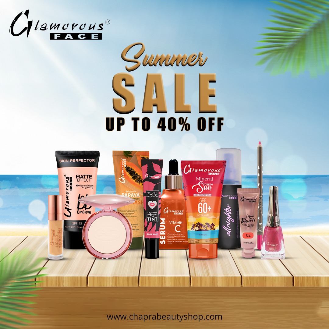 Glamorous Face Cosmetics Facebook ad: Up to 40% Off