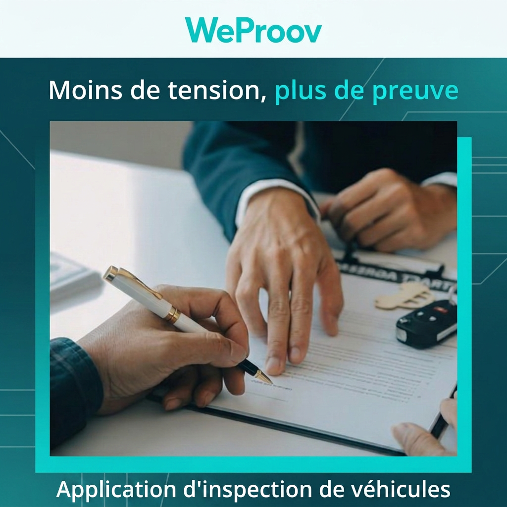 WeProov Solutions Facebook ad: Solution d'inspection de véhicules