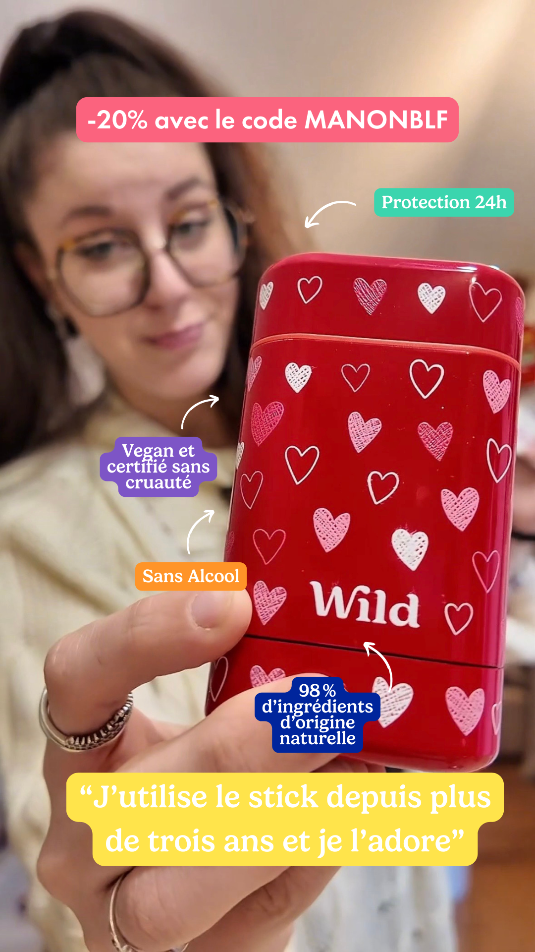 Wild Facebook ad: 20% de réduction avec le code MANONBLF