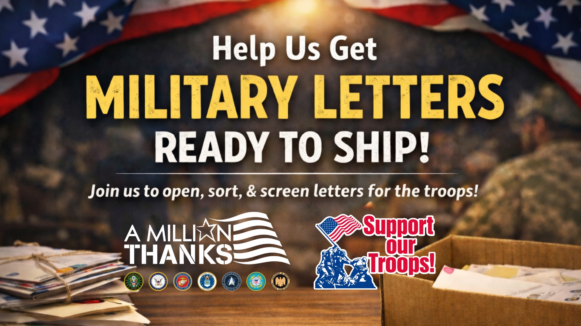 A Million Thanks Facebook ad: Support Our Troops Volunteer Event