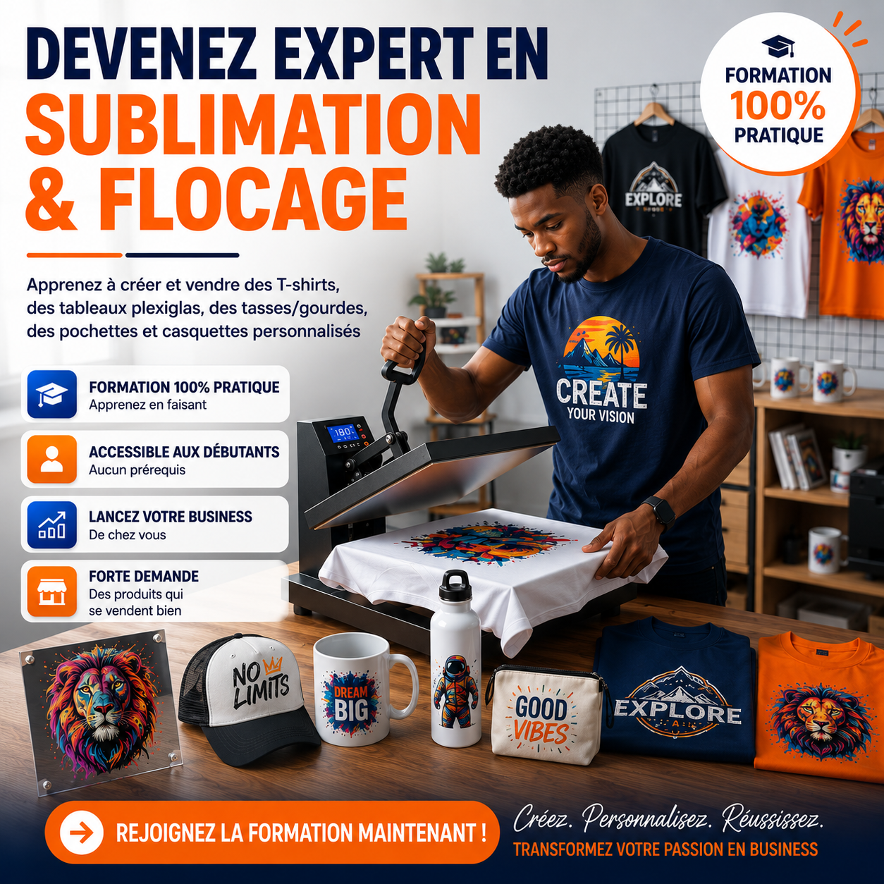 Bloc Digital Facebook ad: La Formation Ultime en Sublimation et Flocage: Créez…