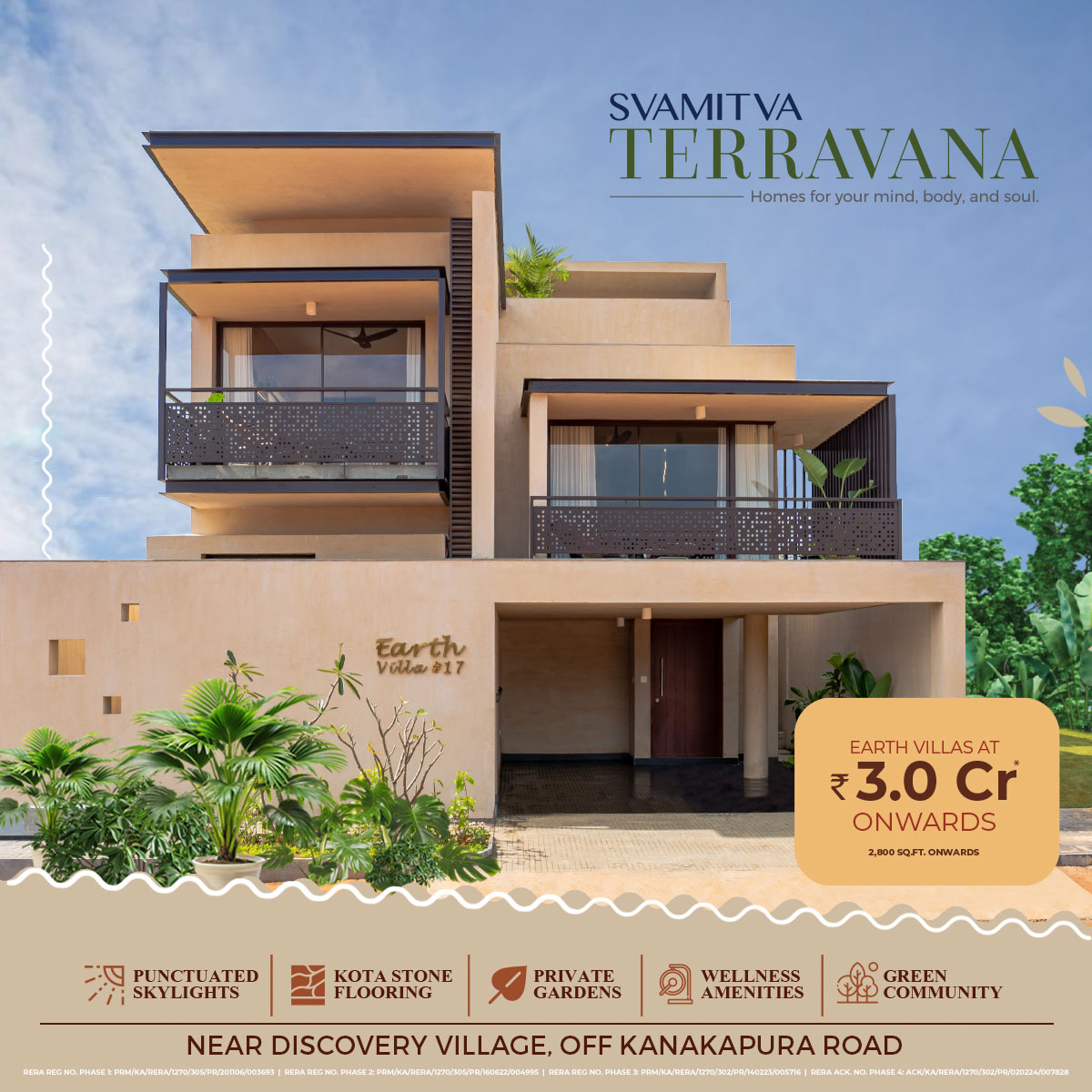 Svamitva Terravana Facebook ad: Large 3 BHK Villas at ₹3Cr* off Kanakapura Road