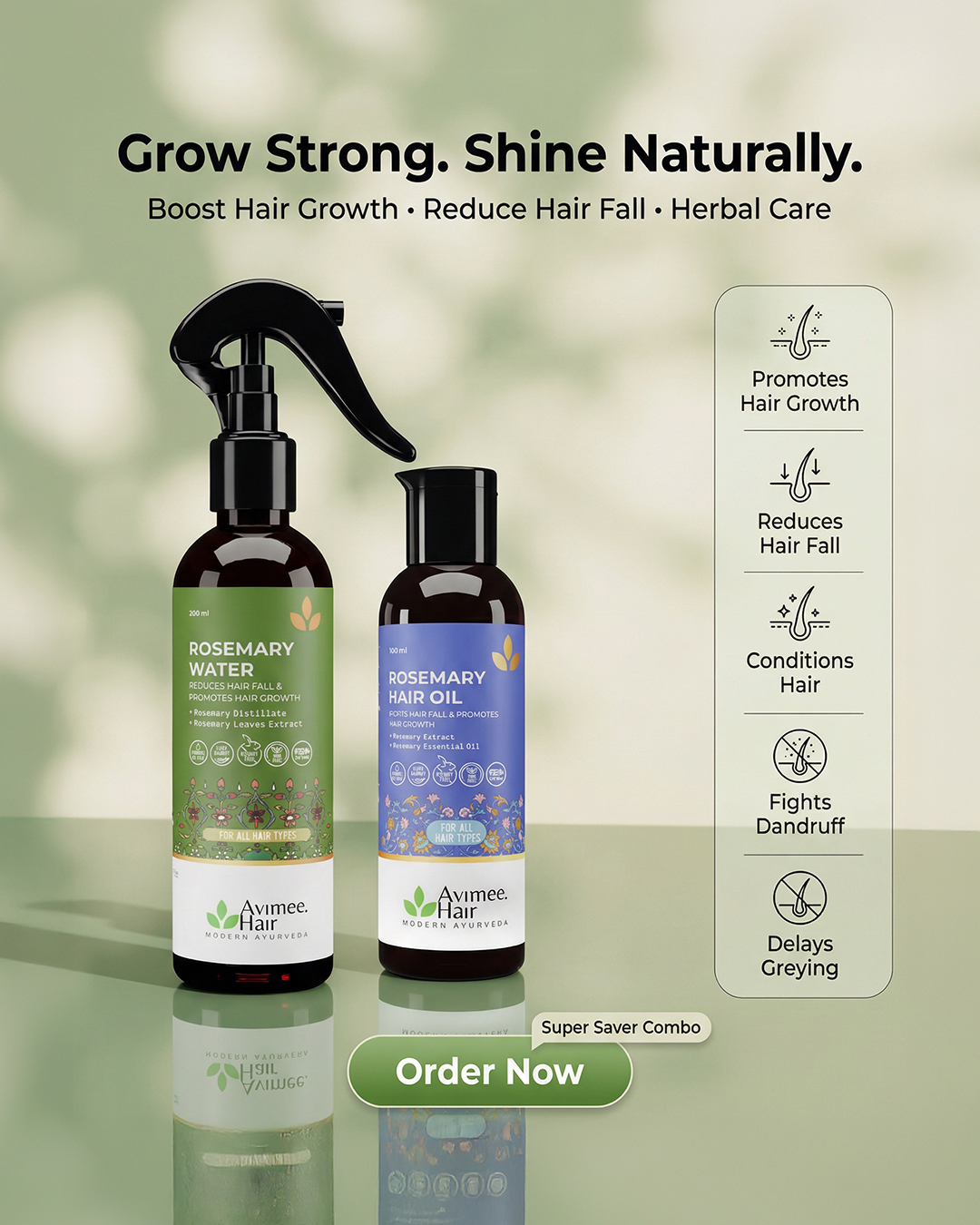 Avimee.Hair Facebook ad: Daily Hair & Skin Refresh Combo