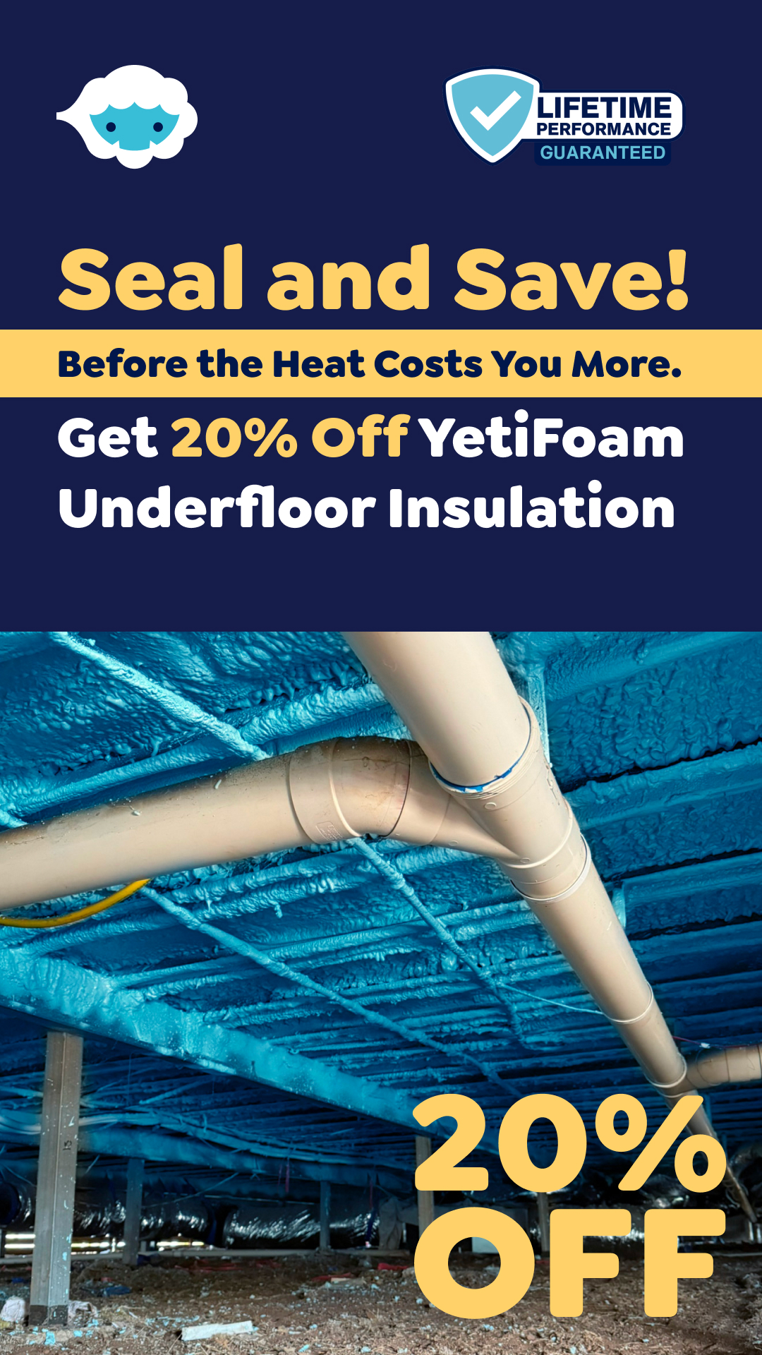Yetifoam Facebook ad from Nov 11, 2025