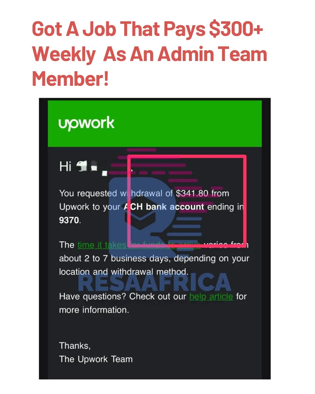 RESA Africa Facebook ad: FEW DAYS TO GO!