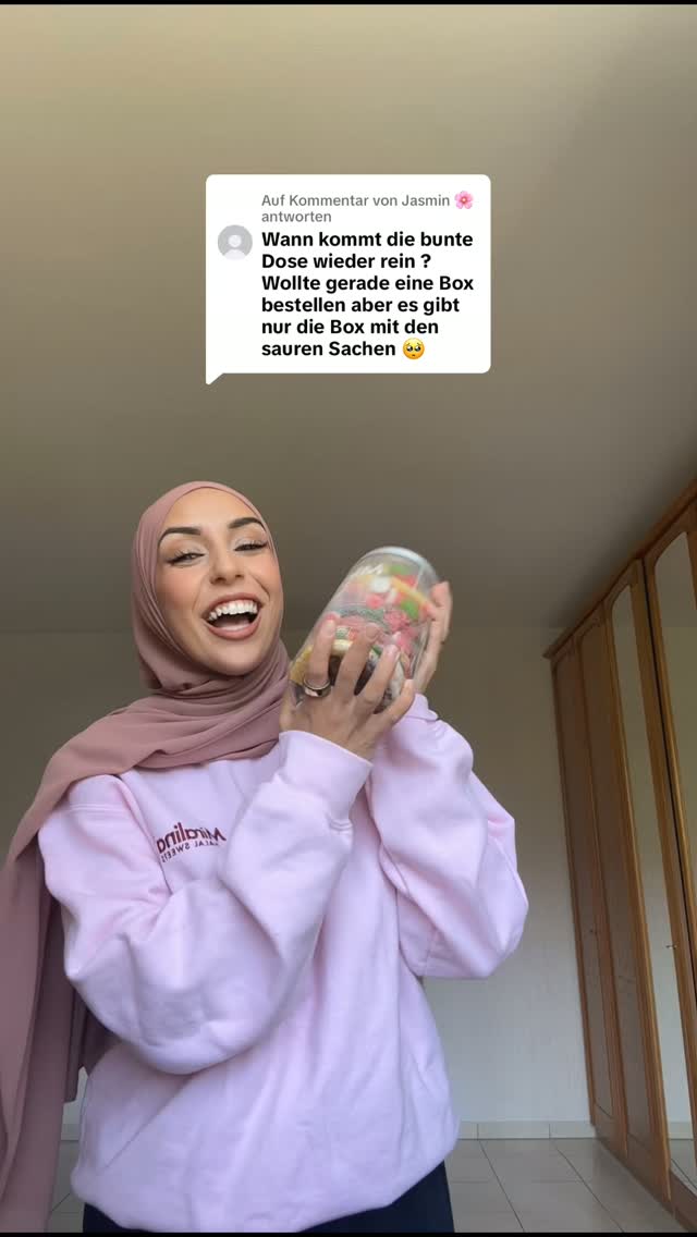 Miralina's Halal Sweets Facebook ad: Antwort auf Jasmin DIE BUNTE DOSE IST ZURÜCK…