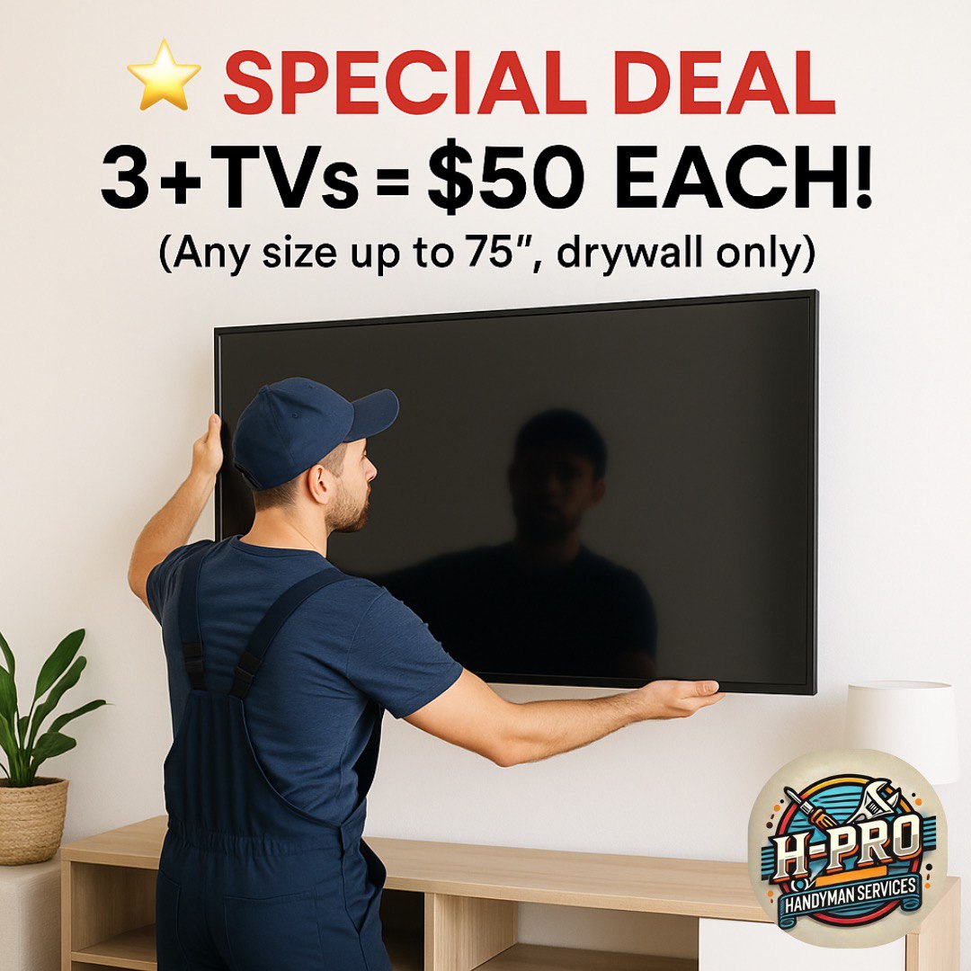 H-Pro Handyman Services Facebook ad: Professional TV Mounting in Dallas, From $50