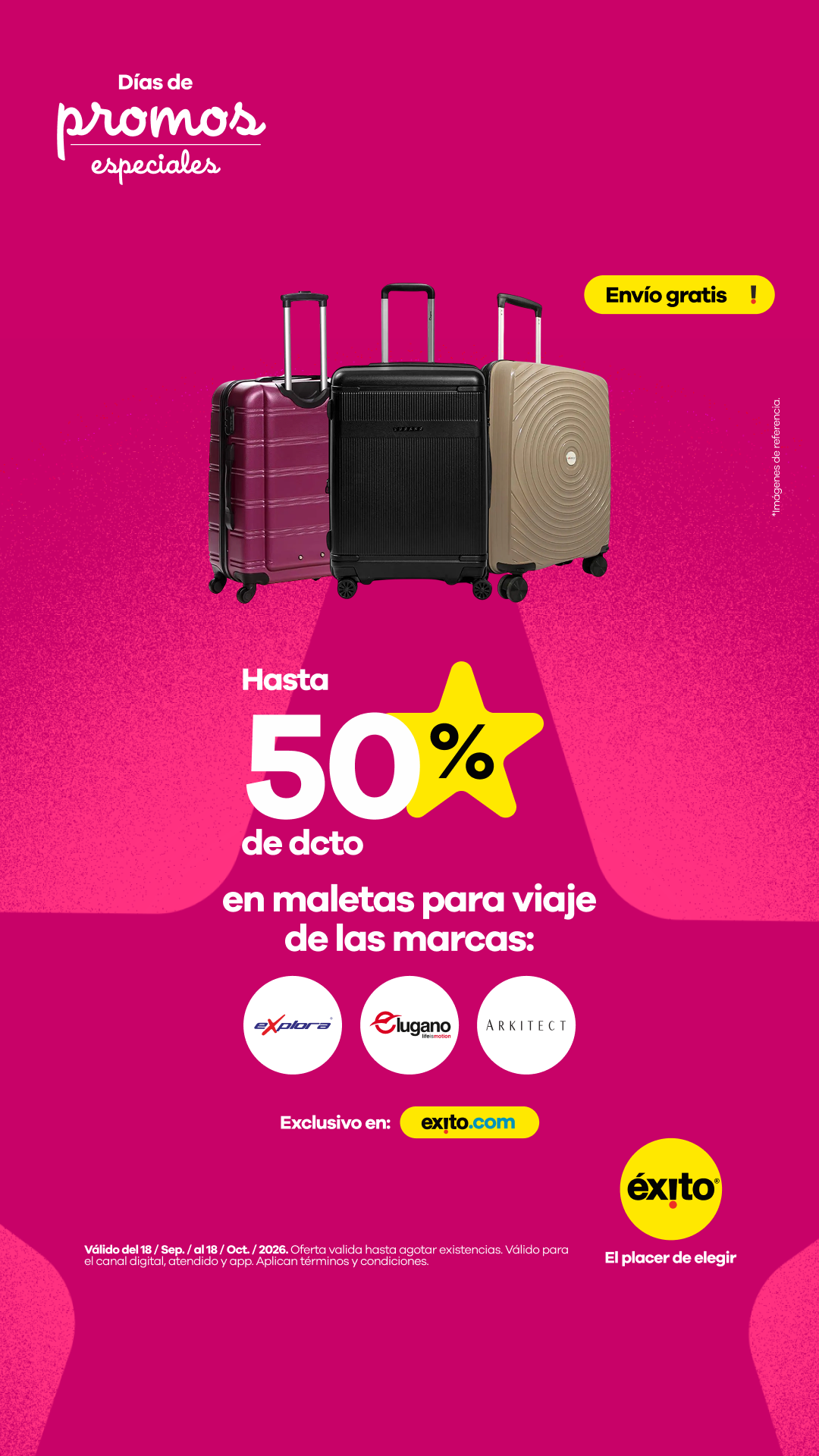 Éxito Facebook ad: Oferta maletas de viaje.