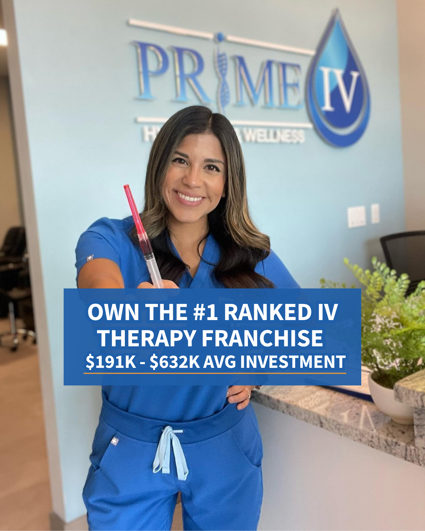 Prime IV Hydration & Wellness Franchise Sales Facebook ad: Own an Award Winning Franchise from $191K*