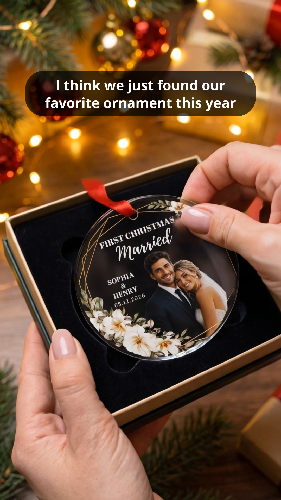 Gift Soul Facebook ad: Custom glass ornaments made for couples celebrating their…