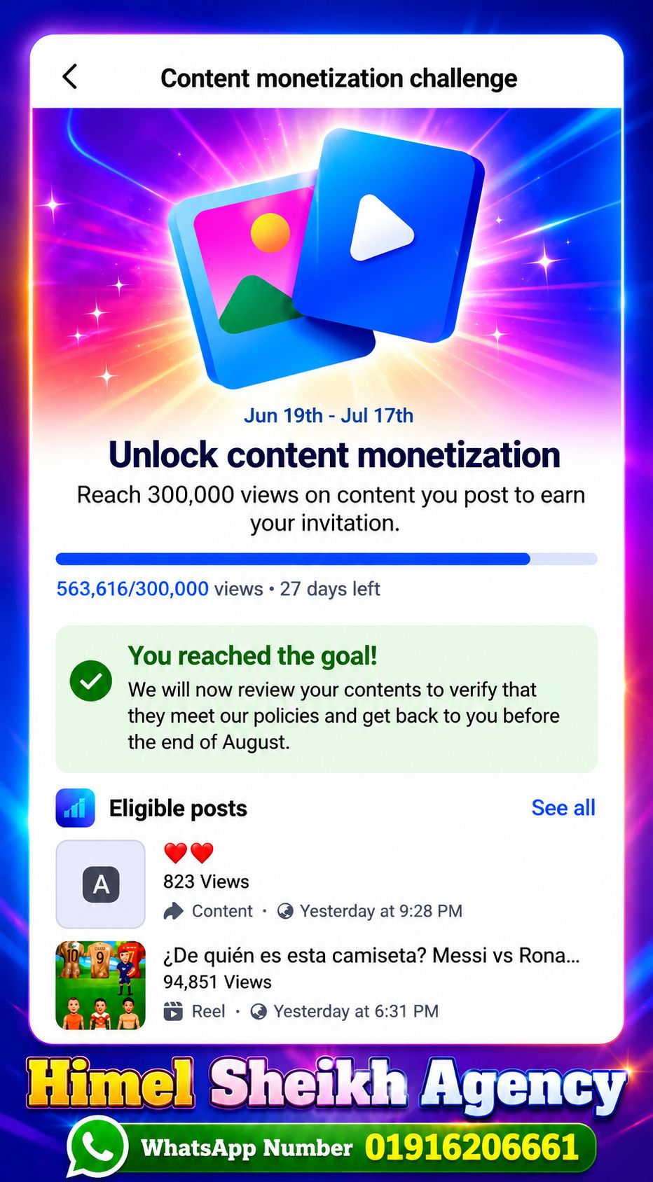 Himal Sheikh Facebook ad: ফেসবুকের ৩ লক্ষ্য ভিউ কমপ্লিট করে মনিটাইজ করে…