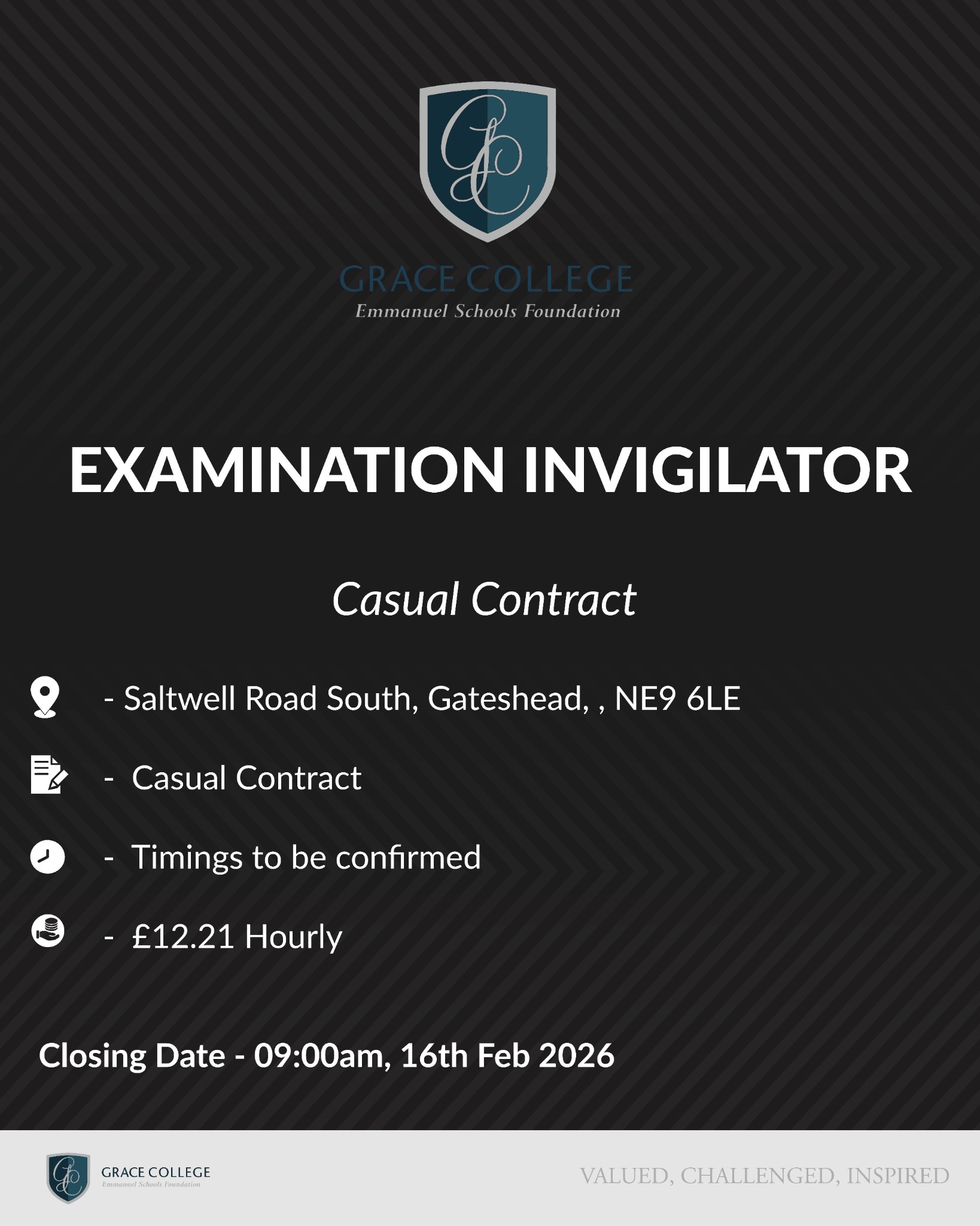 Emmanuel Schools Foundation Facebook ad: The role of Examination Invigilator is to ensure…