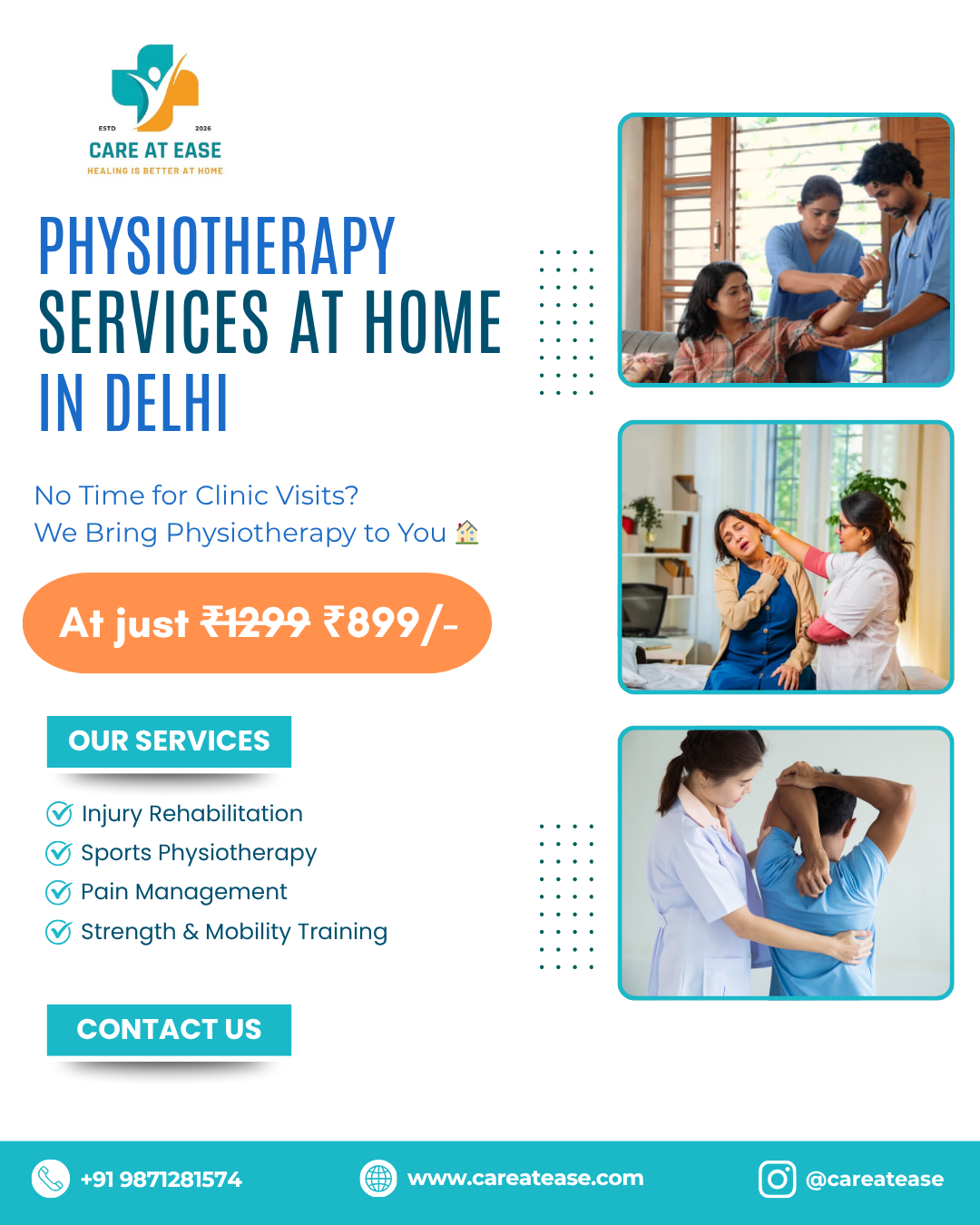 Healdoor Facebook ad: Physiotherapy at Home in Delhi, ₹899 Only!