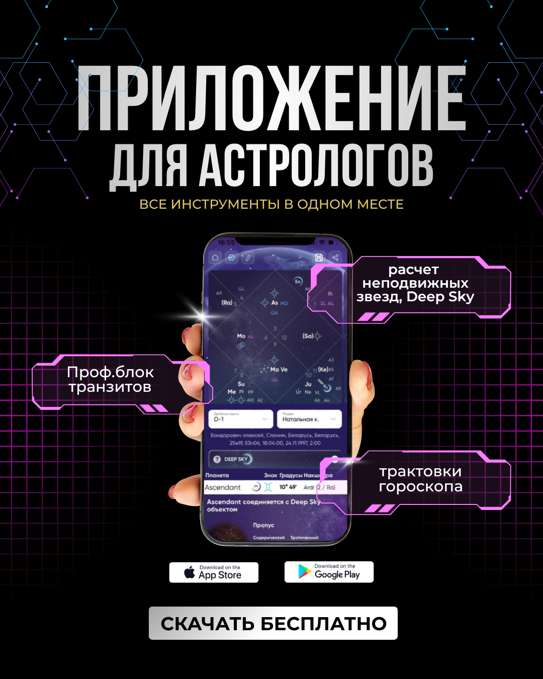 Deep Sky Astrology PL Facebook ad: ПРОФЕССИОНАЛЬНОЕ АСТРОЛОГИЧЕСКОЕ ПРИЛОЖЕНИЕ