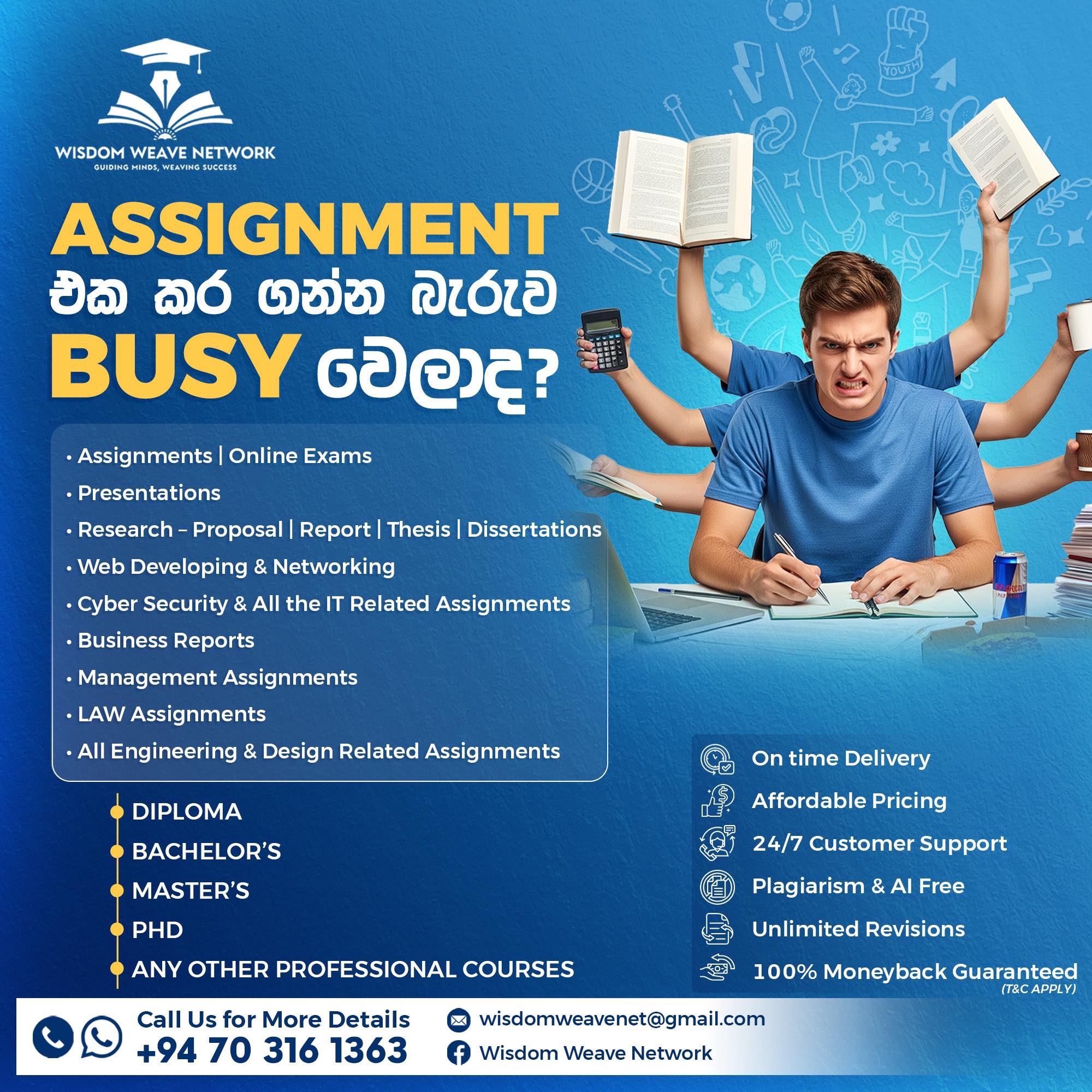 Wisdom Weave Network Facebook ad: Why lose sleep over assignments?