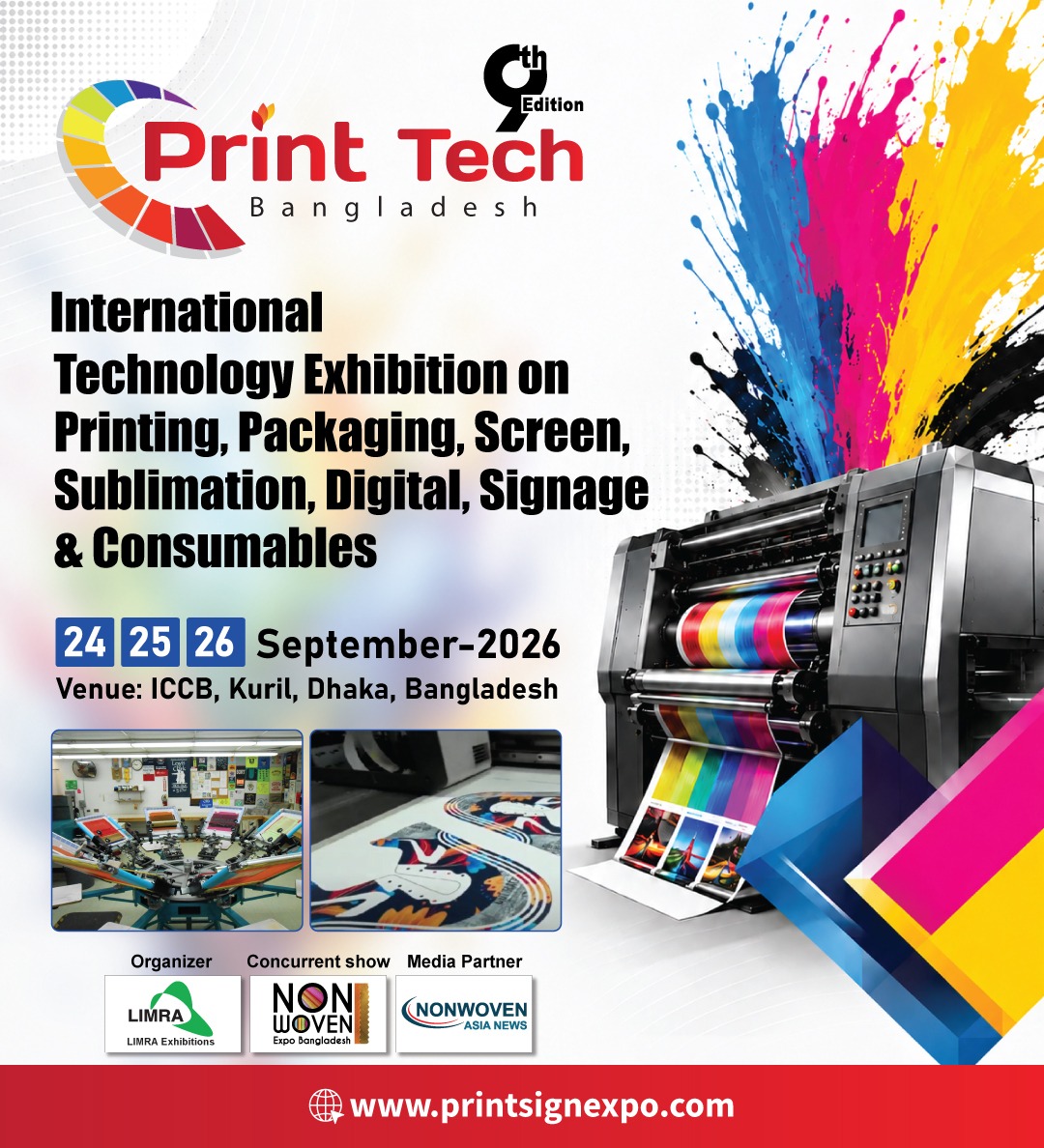 LIMRA Trade Fairs & Exhibitions Pvt. Ltd. Facebook ad: 9th PRINT TECH BANGLADESH 2026