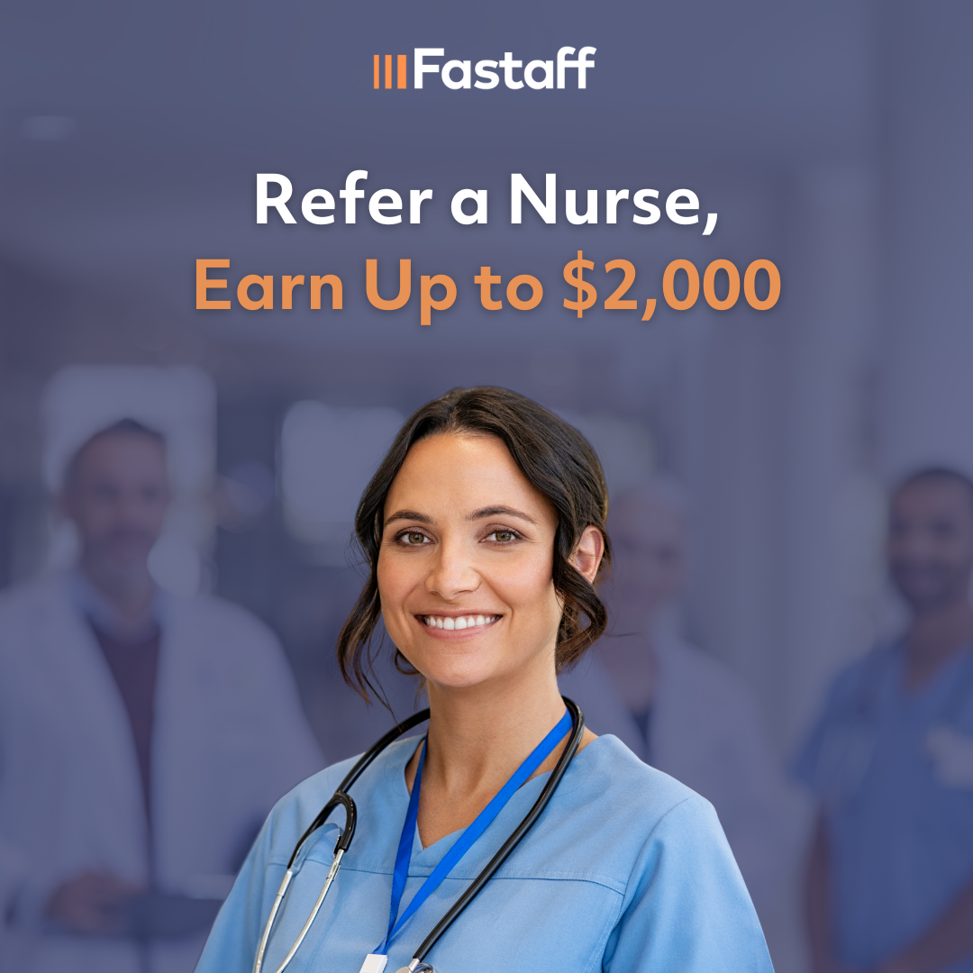 Fastaff Travel Nursing Facebook ad: Turn Referrals Into $2,000 Rewards