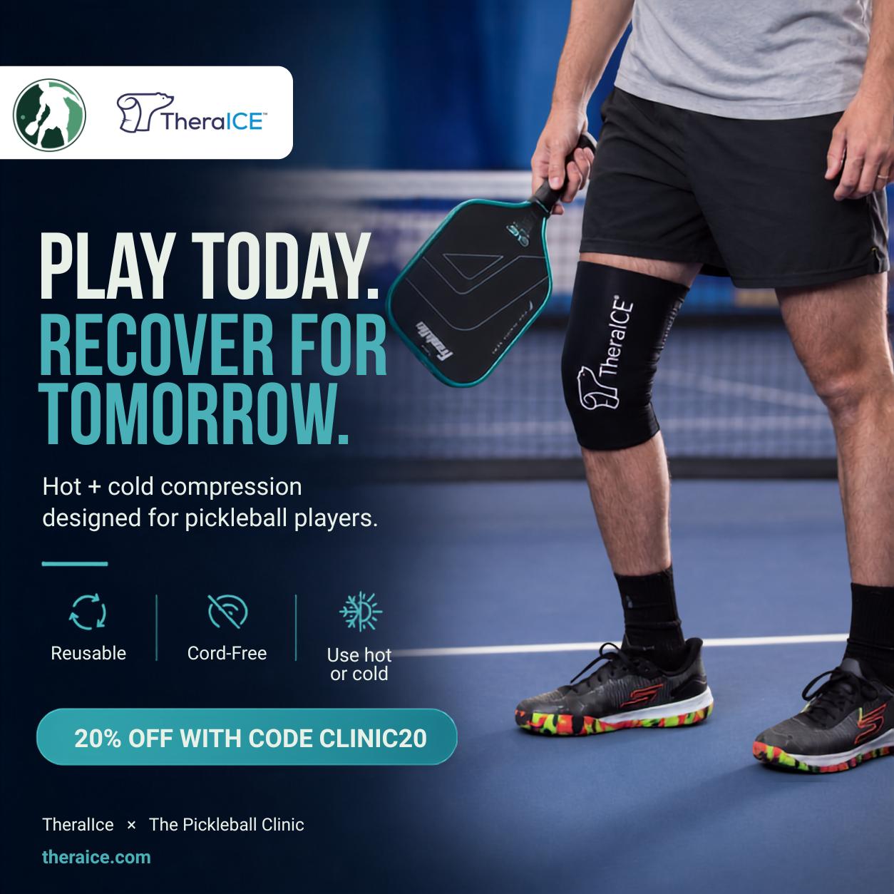 The Pickleball Clinic Facebook ad: TheraICE Hot & Cold Therapy for Pain Relief