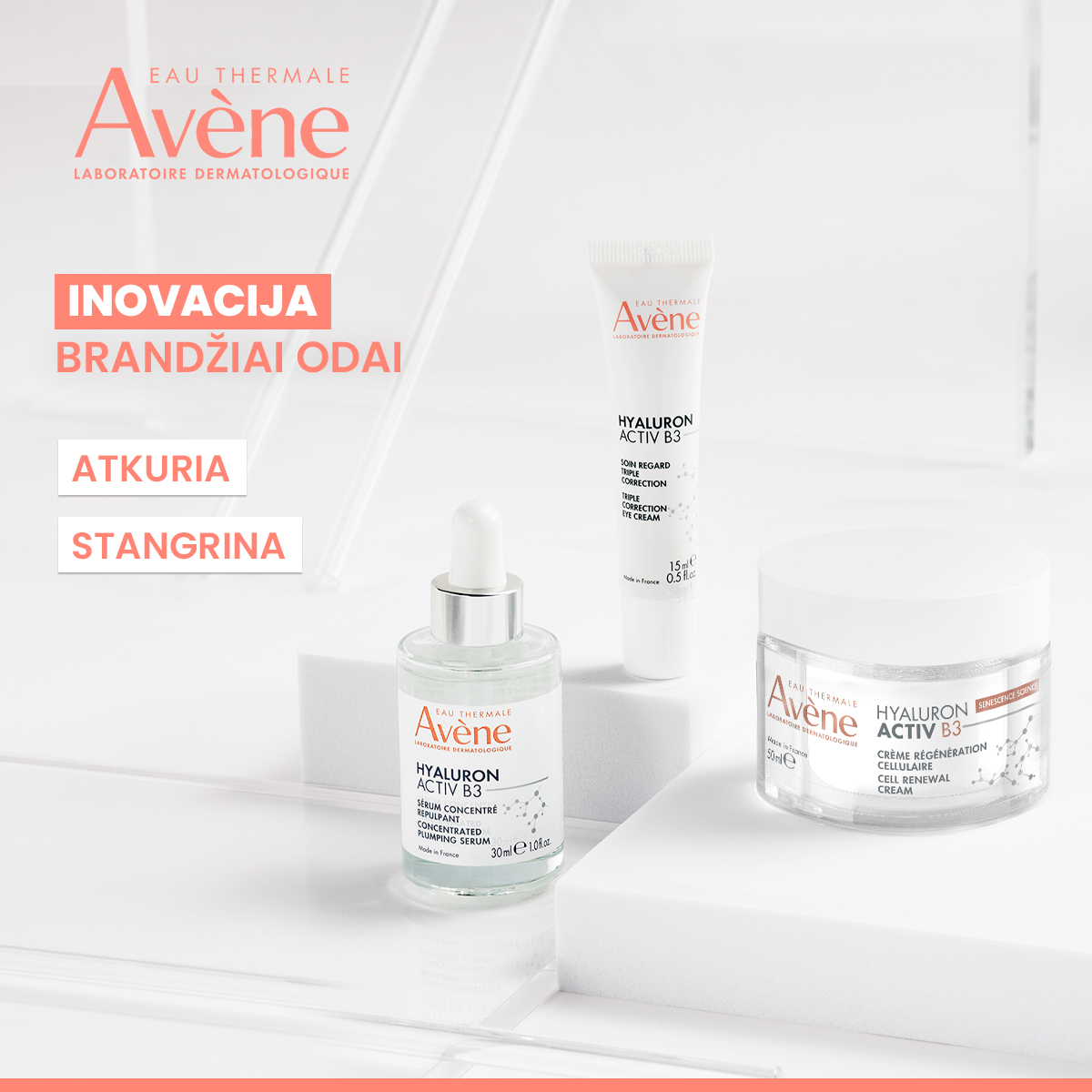 Eau Thermale Avene Lietuva Facebook ad: Hyaluron Activ B3
