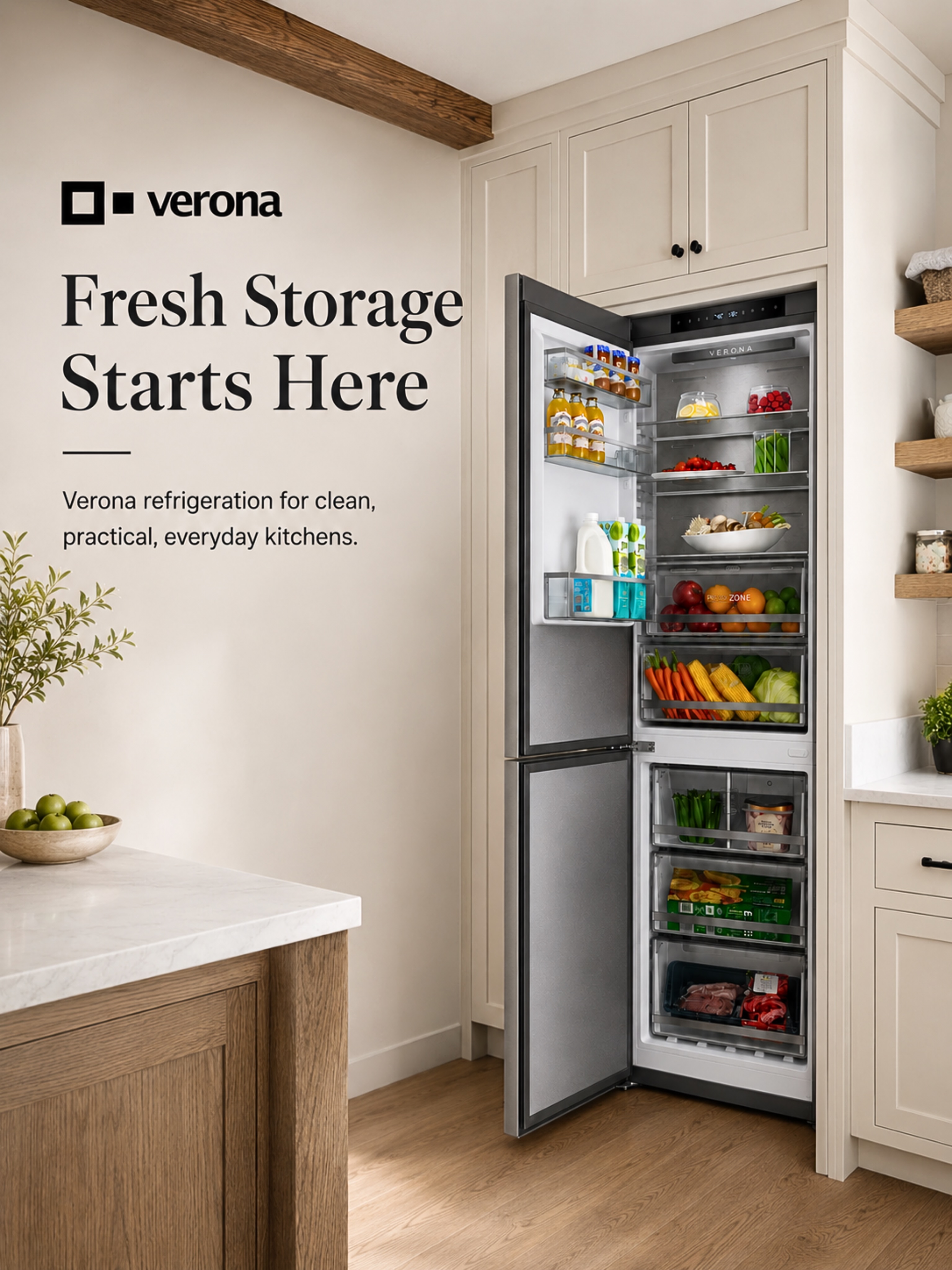 Verona Appliances Facebook ad: Fresh storage, clean design, and everyday function that’s…