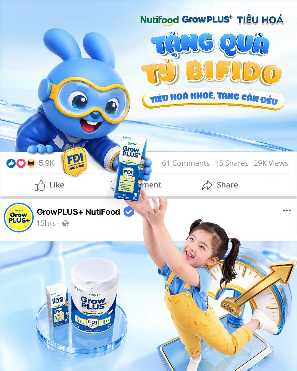 GrowPLUS+ NutiFood Facebook ad: Món quà tỷ đô ba mẹ dành tặng…