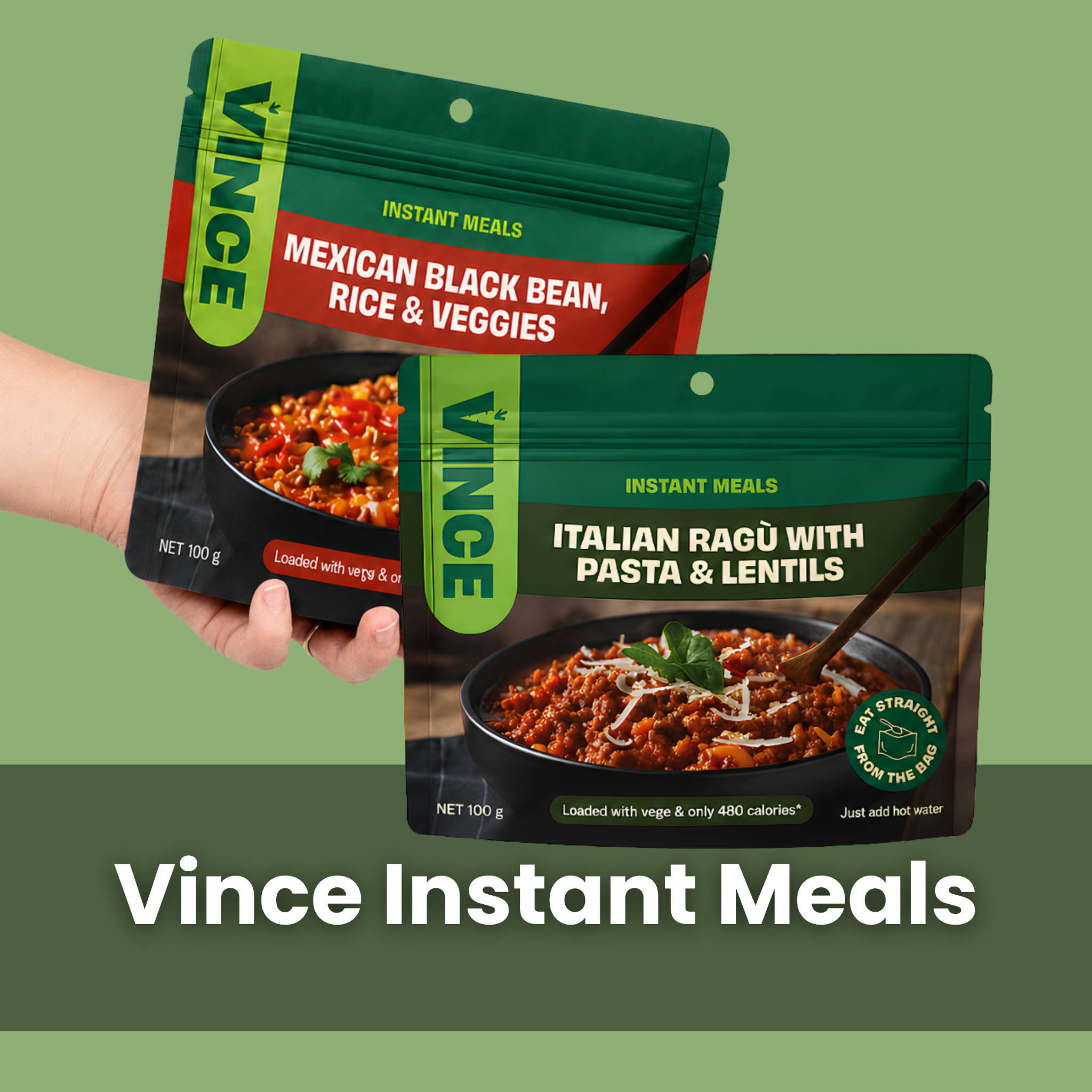 Meet Vince Facebook ad: Healthy eating, now even faster.