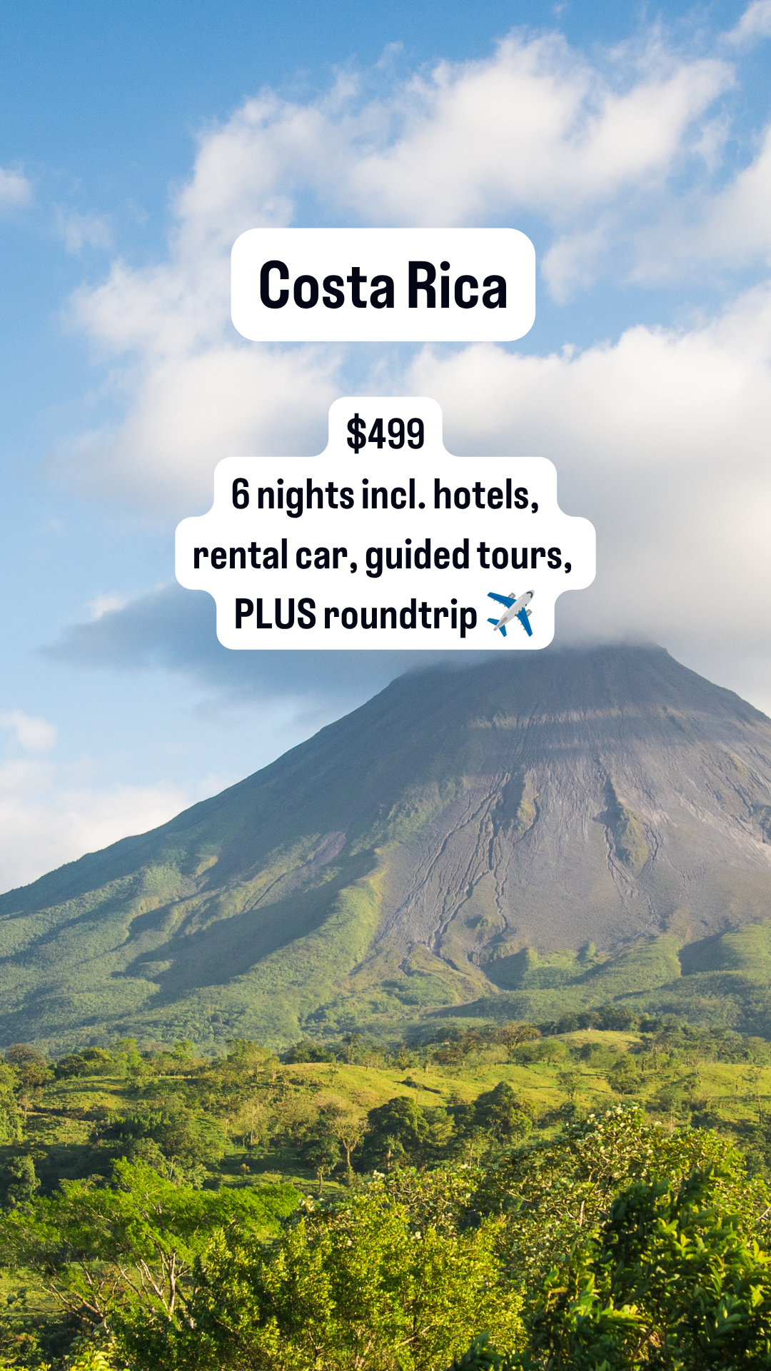 Travelzoo Facebook ad: Costa Rica: 6 nights w/flights, $499