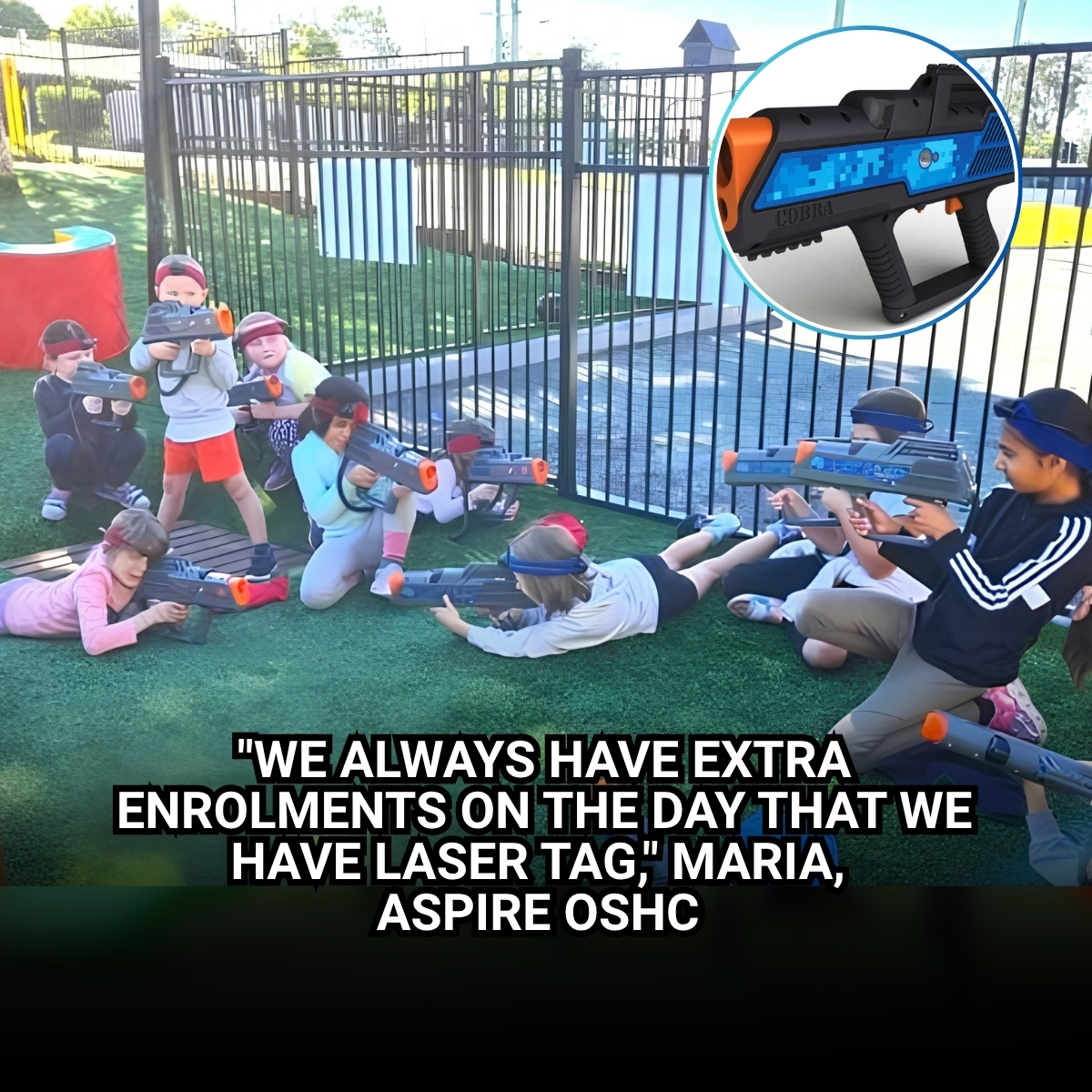 Laser Tag in a Box Facebook ad: We Always Have Extra Enrolments On Laser Tag Day! Maria…