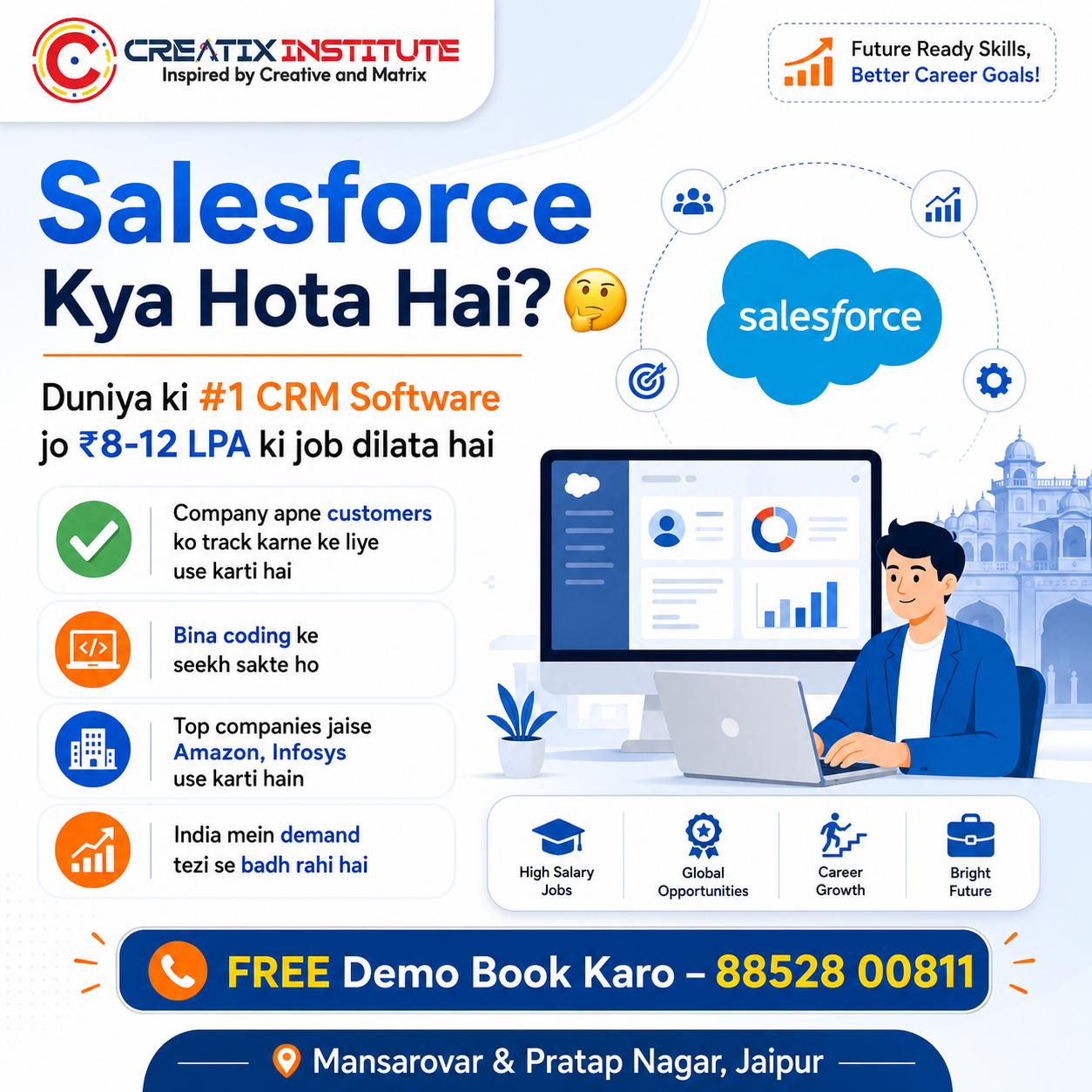 Creatix Institute Facebook ad: Jaipur mein ab ek aisi skill hai jo…