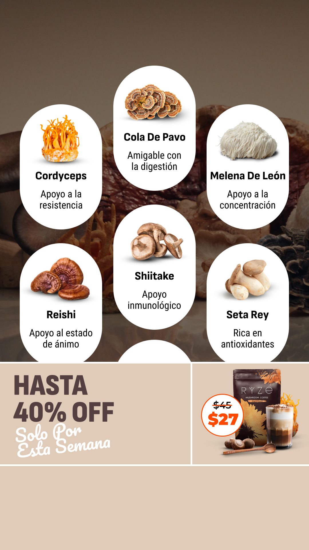 RYZE Superfoods Facebook ad
